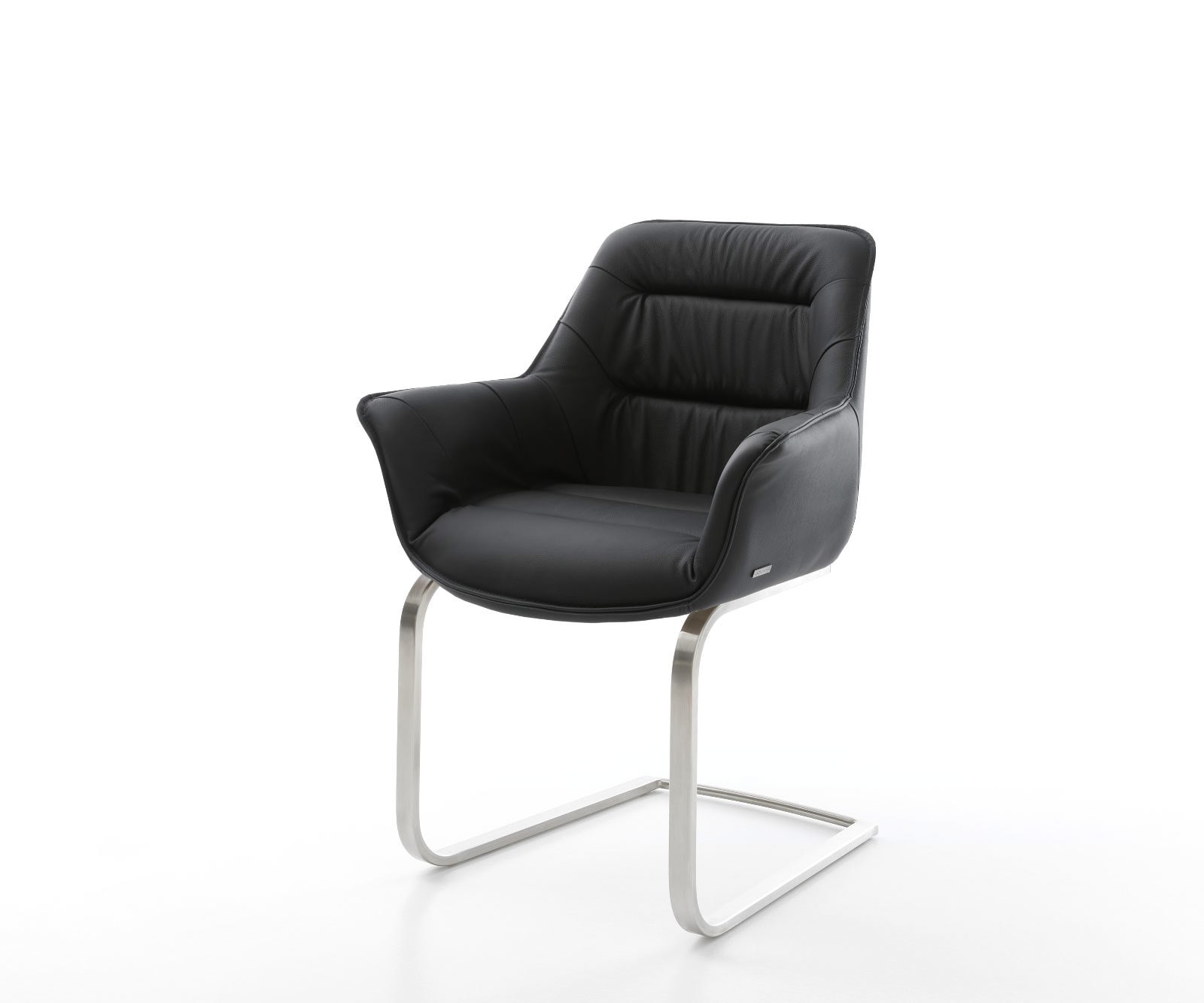 Freischwinger Kaira-Flex Echt-Leder Schwarz Freischwinger flach Edelstahl günstig online kaufen