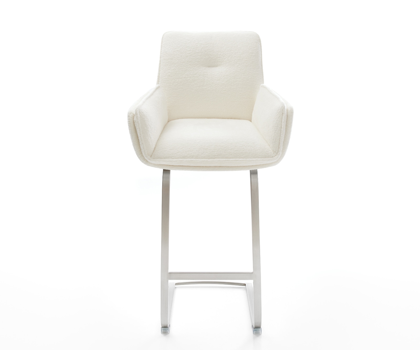 Barstuhl Nela-Flex Bouclé Soft Beige Freischwinger Flach Edelstahl Silberfarben 1