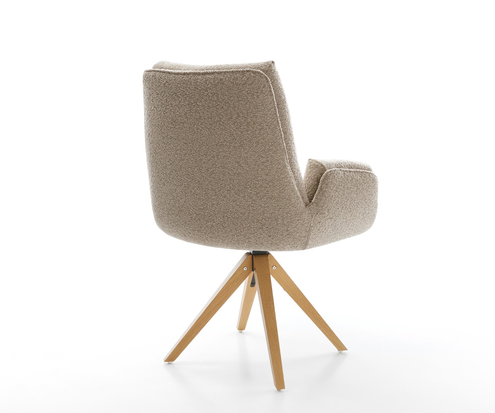 Drehstuhl Clea-Flex Bouclé Schlamm Holzgestell kantig Natur 180° drehbar 4