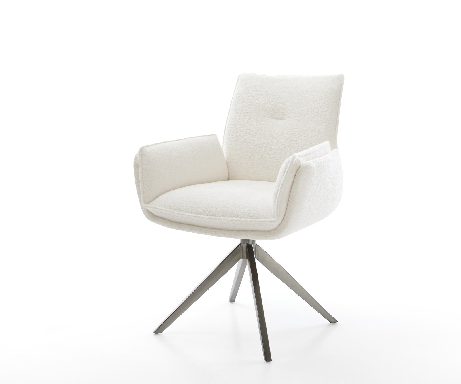 Drehstuhl Nela-Flex Bouclé Soft Beige Kreuzgestell breit Graphit 360° drehbar Wippfunktion