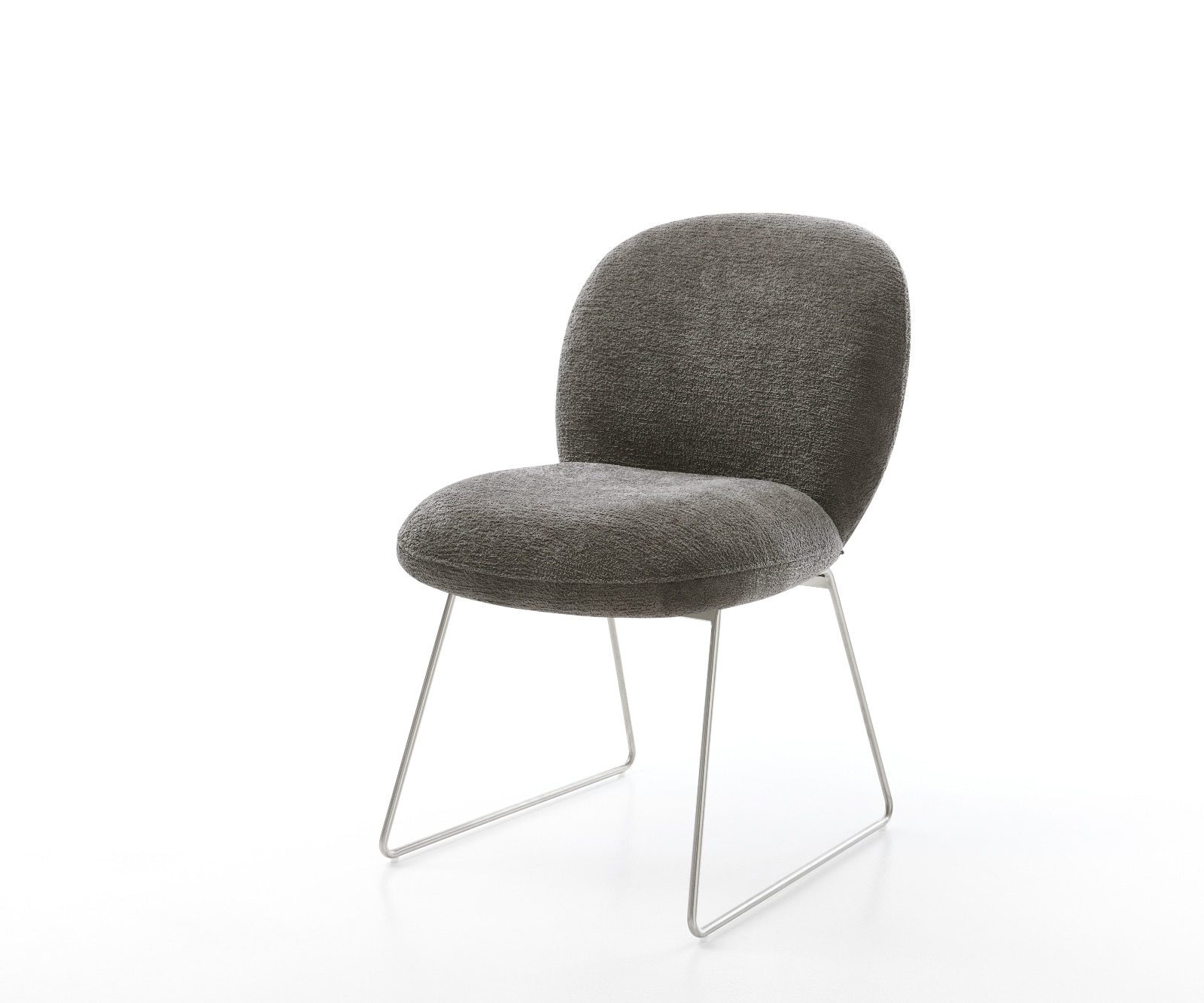 Esszimmerstuhl Nube-Flex Bouclé Soft Schlamm Kufengestell Edelstahl Taschenfederkern