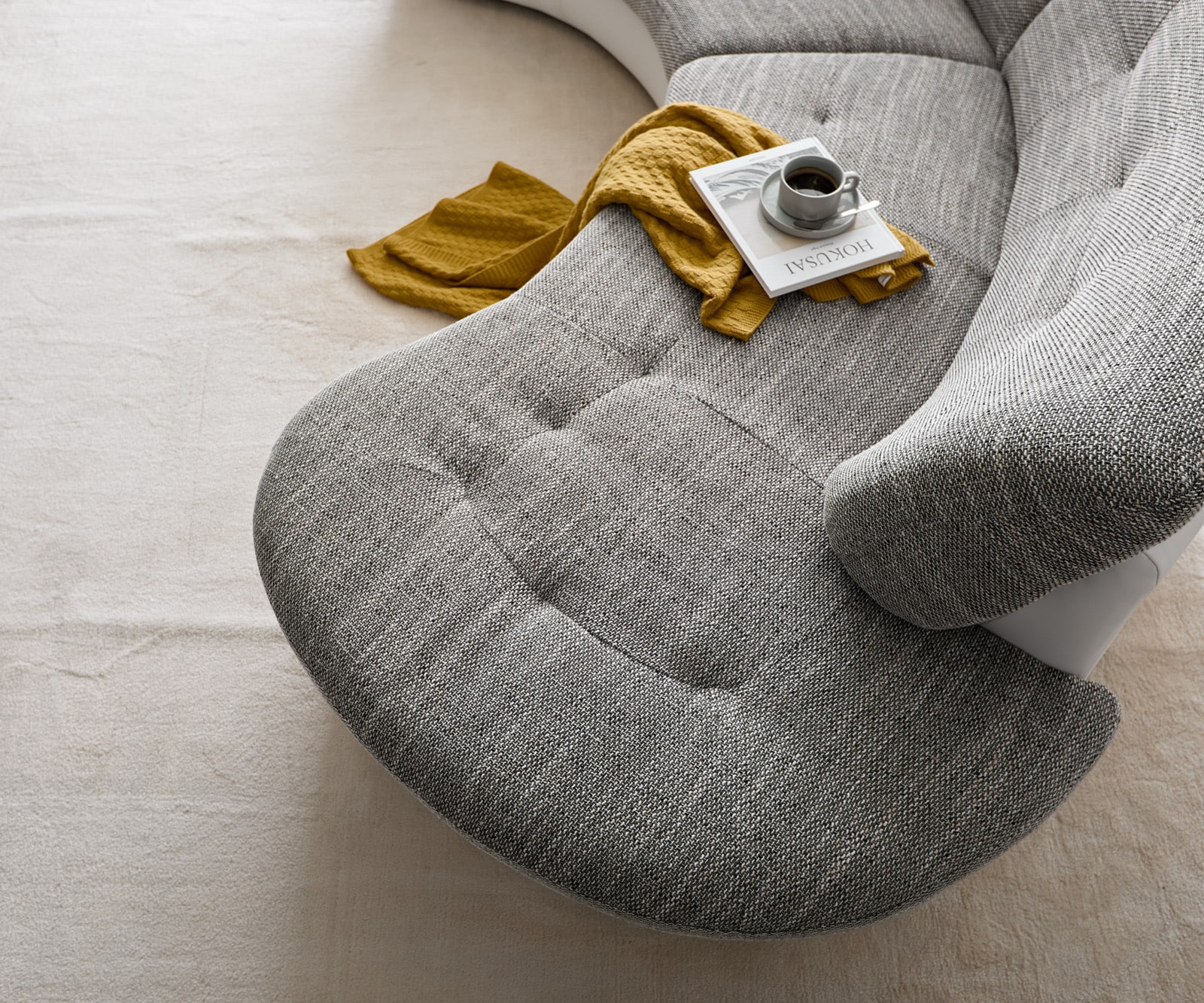 Sofa Napoli 300x95cm Weiss Hellgrau mit Kissen 3 Sofa Napoli 300x95cm Weiss Hellgrau mit Kissen 3
