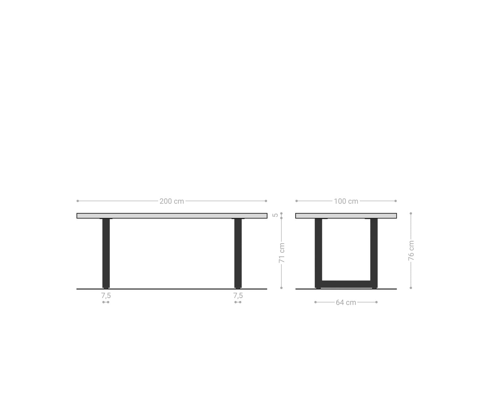 Esstisch Edge 200x100 Eiche Natur Edelstahl Breit Live-Edge 8