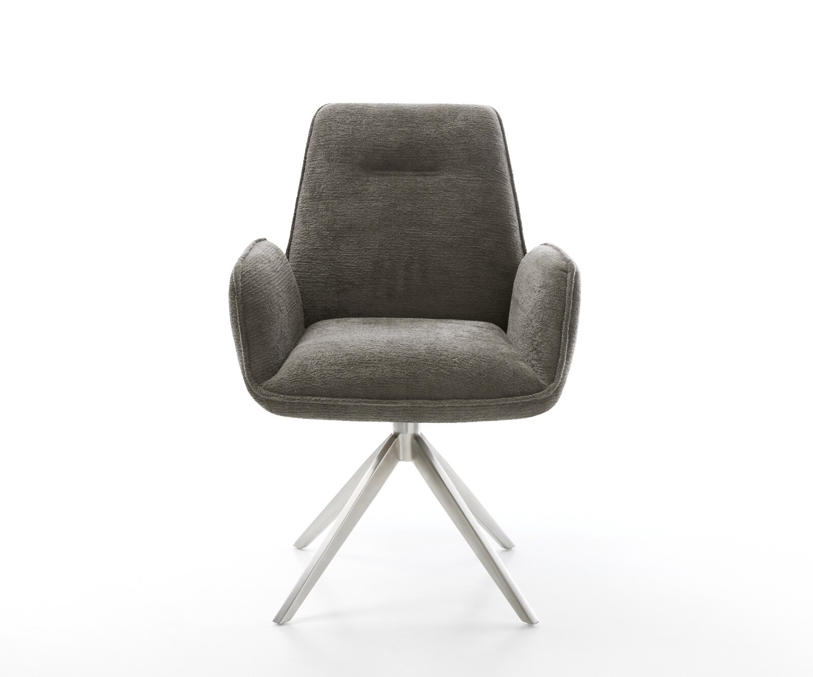 Drehstuhl Zoa-Flex Bouclé Soft Schlamm Kreuzgestell breit Edelstahl 360° drehbar Wippfunktion Taschenfederkern 1