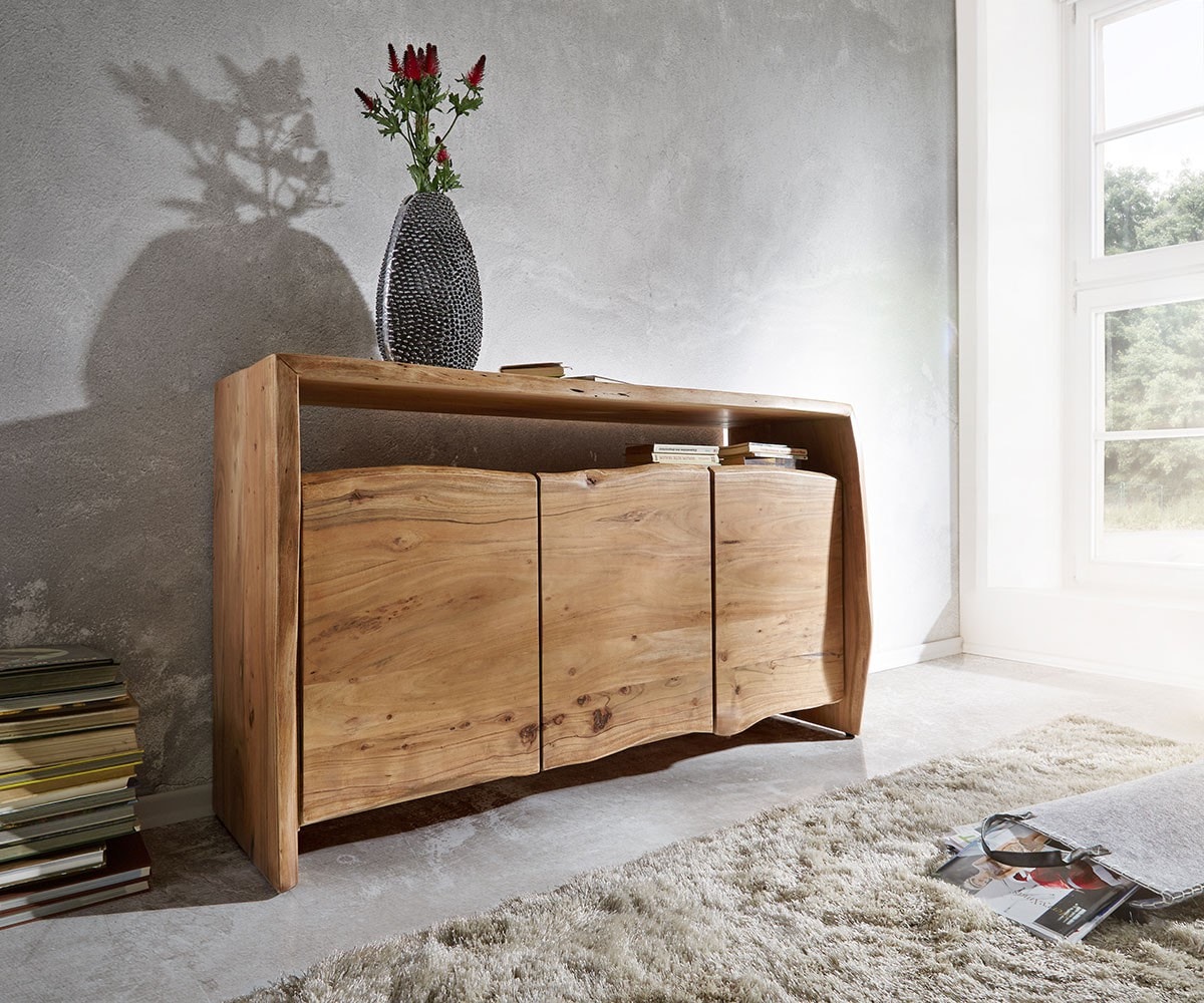 Sideboard Live-Edge 145 cm Akazie Natur 3 Türen 1