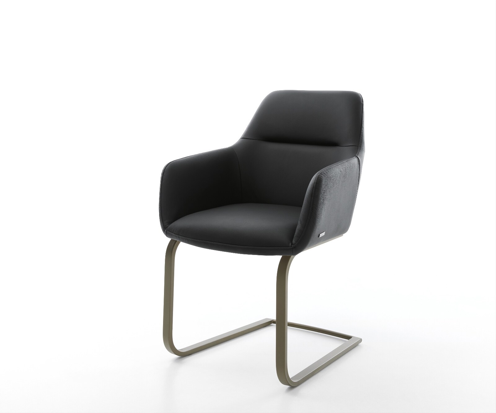 Freischwinger Pejo-Flex Echt-Leder Schwarz Freischwinger flach Effektfinish Titan Taschenfederkern