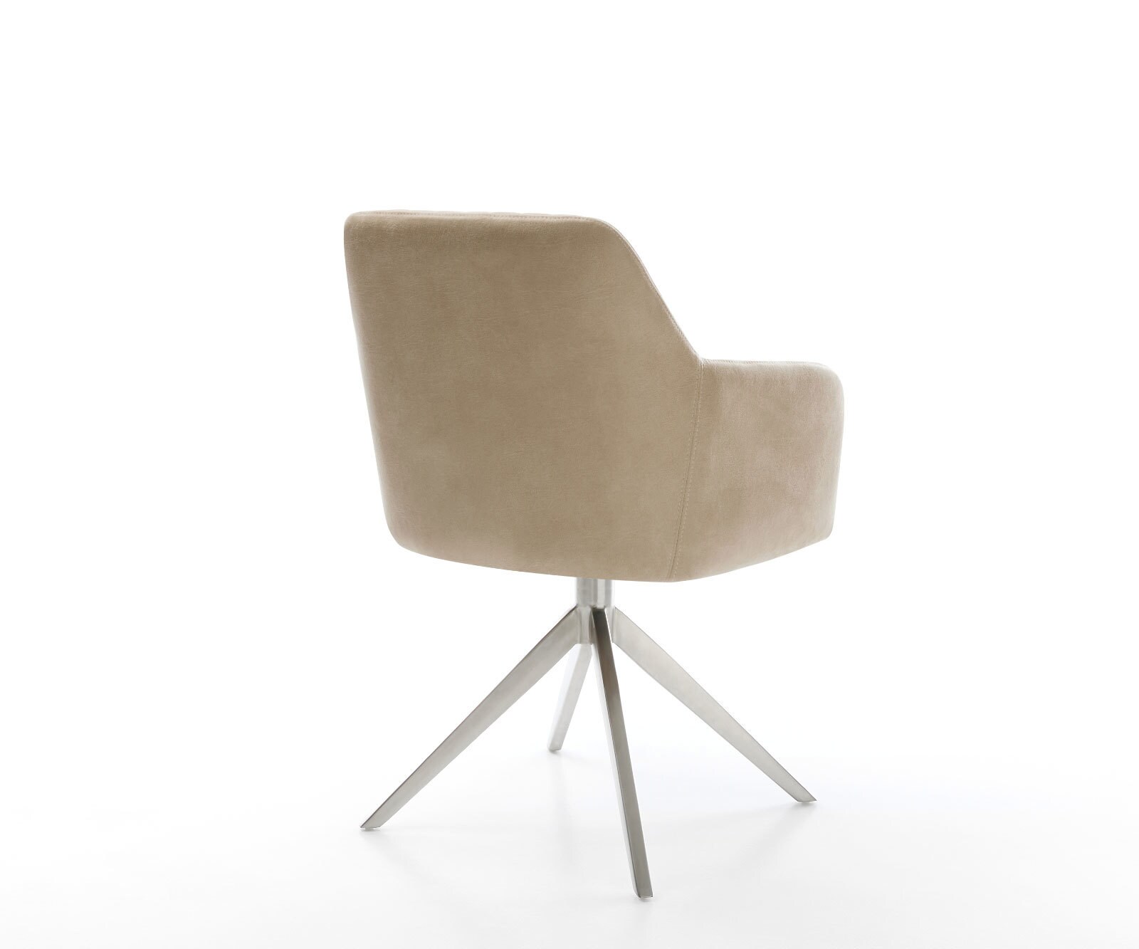 Drehstuhl Greg-Flex Mikrofaser Beige Vintage Kreuzgestell breit Edelstahl 360° drehbar Wippfunktion Taschenfederkern 4