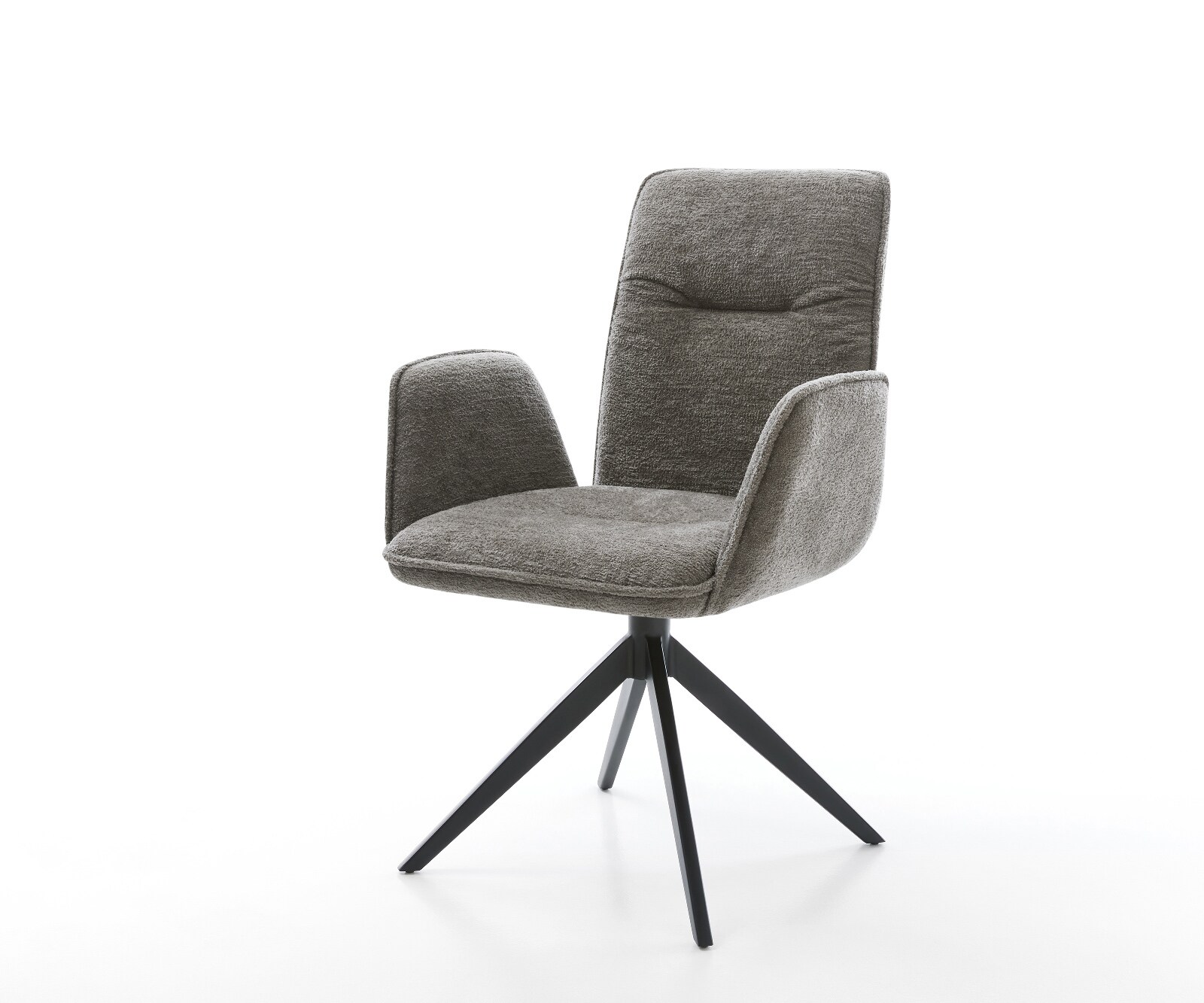 Chaise-pivotante Vinja-Flex bouclé doux couleur boue pied croisé large noir pivotement sur 360° fonction bascule