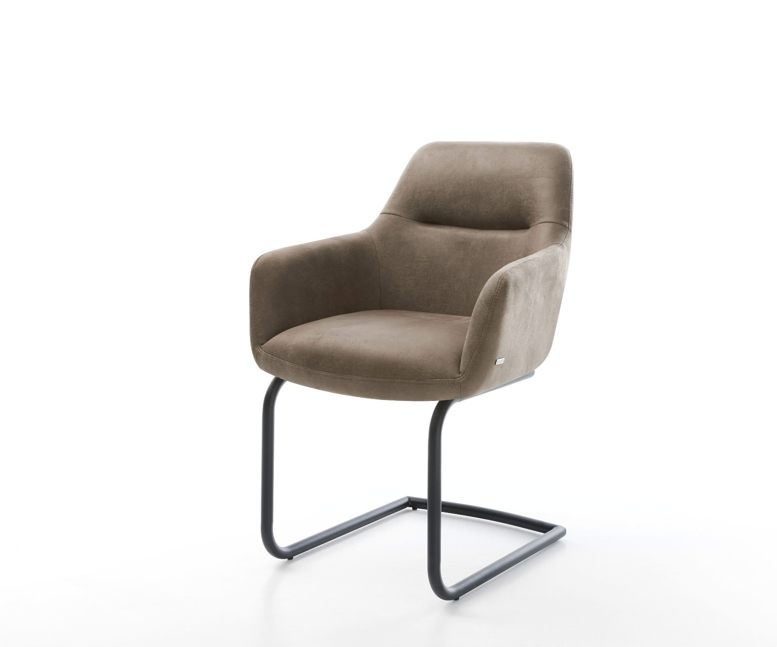 Freischwinger Pejo-Flex Mikrofaser Taupe Vintage Freischwinger rund Schwarz Taschenfederkern