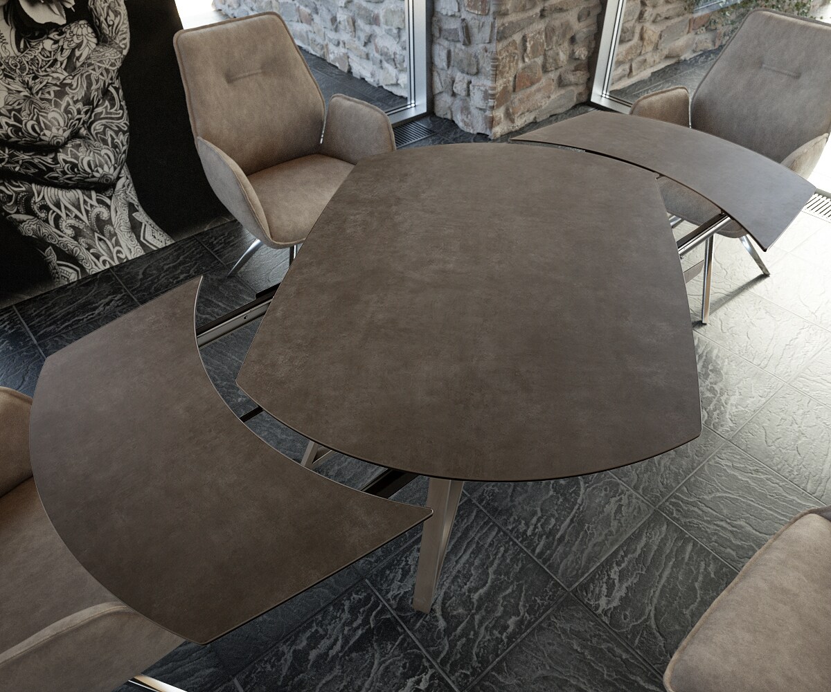 Esstisch Carlow 130/200x95 cm Keramik Braun Edelstahl ausziehbar 3
