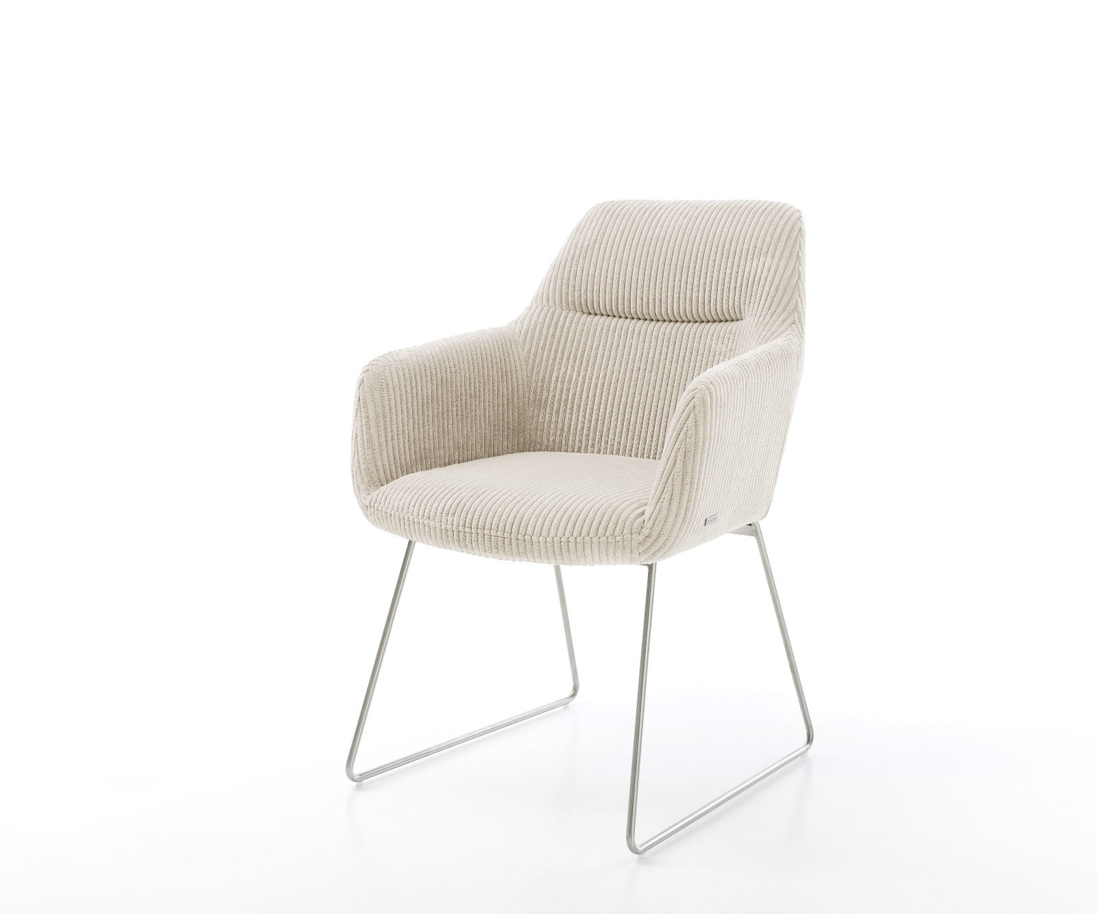Esszimmerstuhl Pejo-Flex Cord Beige Kufengestell Edelstahl Taschenfederkern