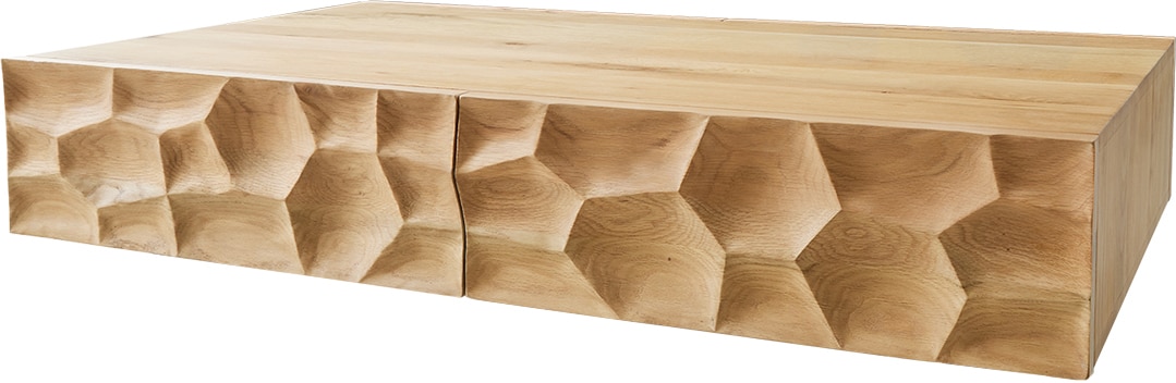 Couchtisch Solu 120x70 cm Eiche Natur 4 Schübe 3D-Front (ohne Füße)