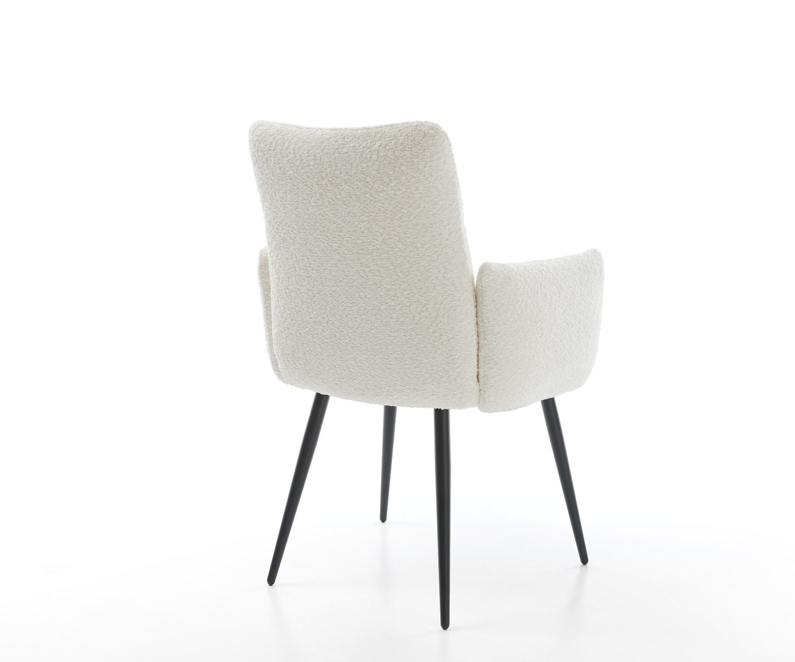 Esszimmerstuhl Jova-Flex mit Armlehnen Bouclé Weiß 4-Fuß konisch Schwarz Taschenfederkern 5