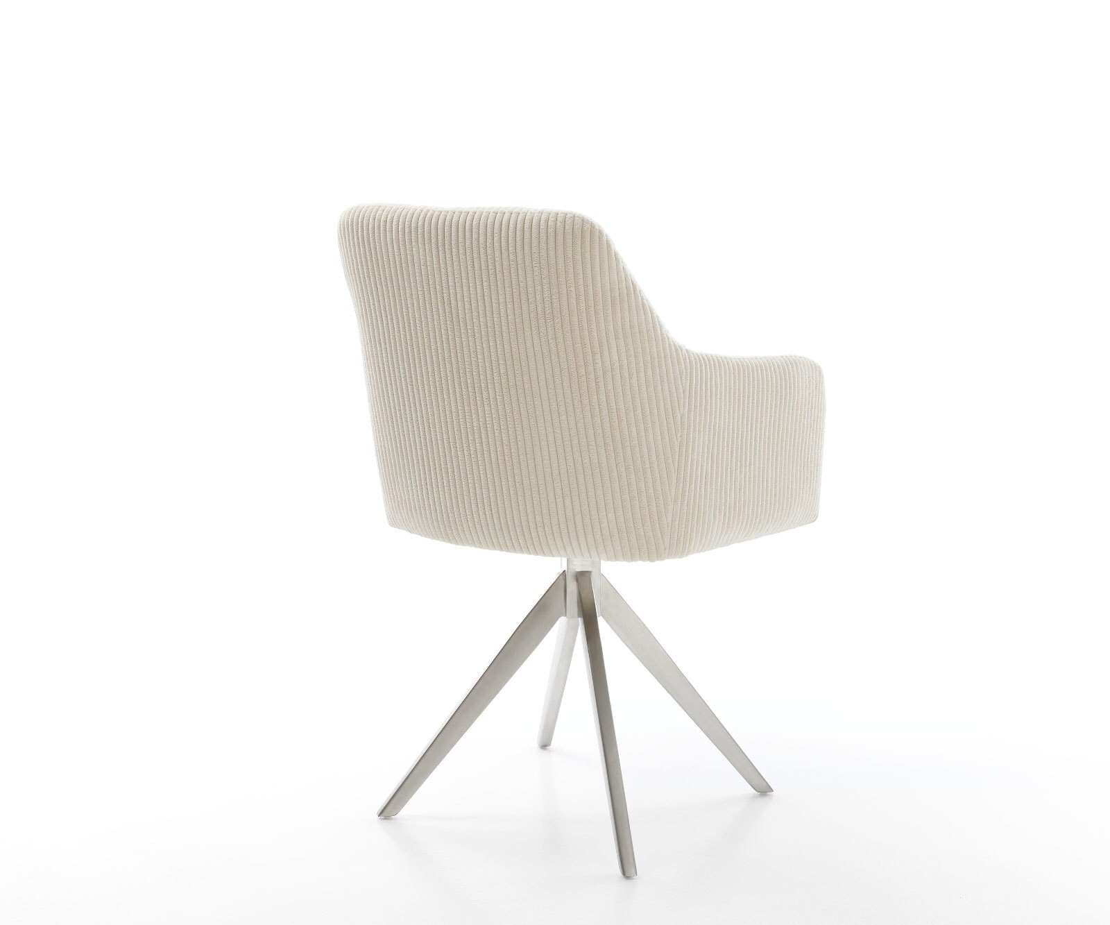 Esszimmerstuhl Greg-Flex Cord Beige Kreuzgestell kantig Edelstahl Taschenfederkern 4