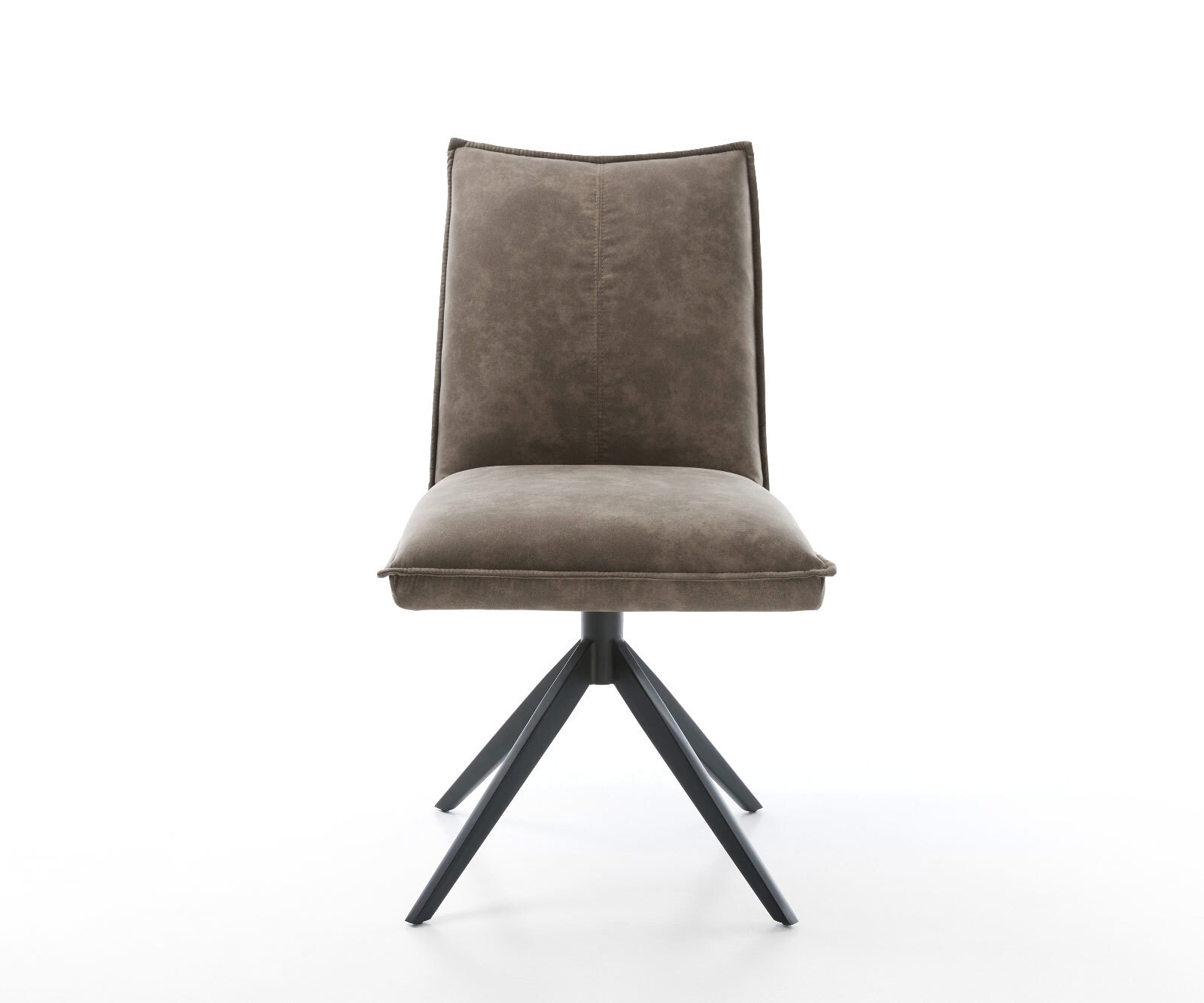 Drehstuhl Lelio-Flex Mikrofaser Taupe Vintage Kreuzgestell breit Schwarz 360° drehbar Wippfunktion Taschenfederkern 1