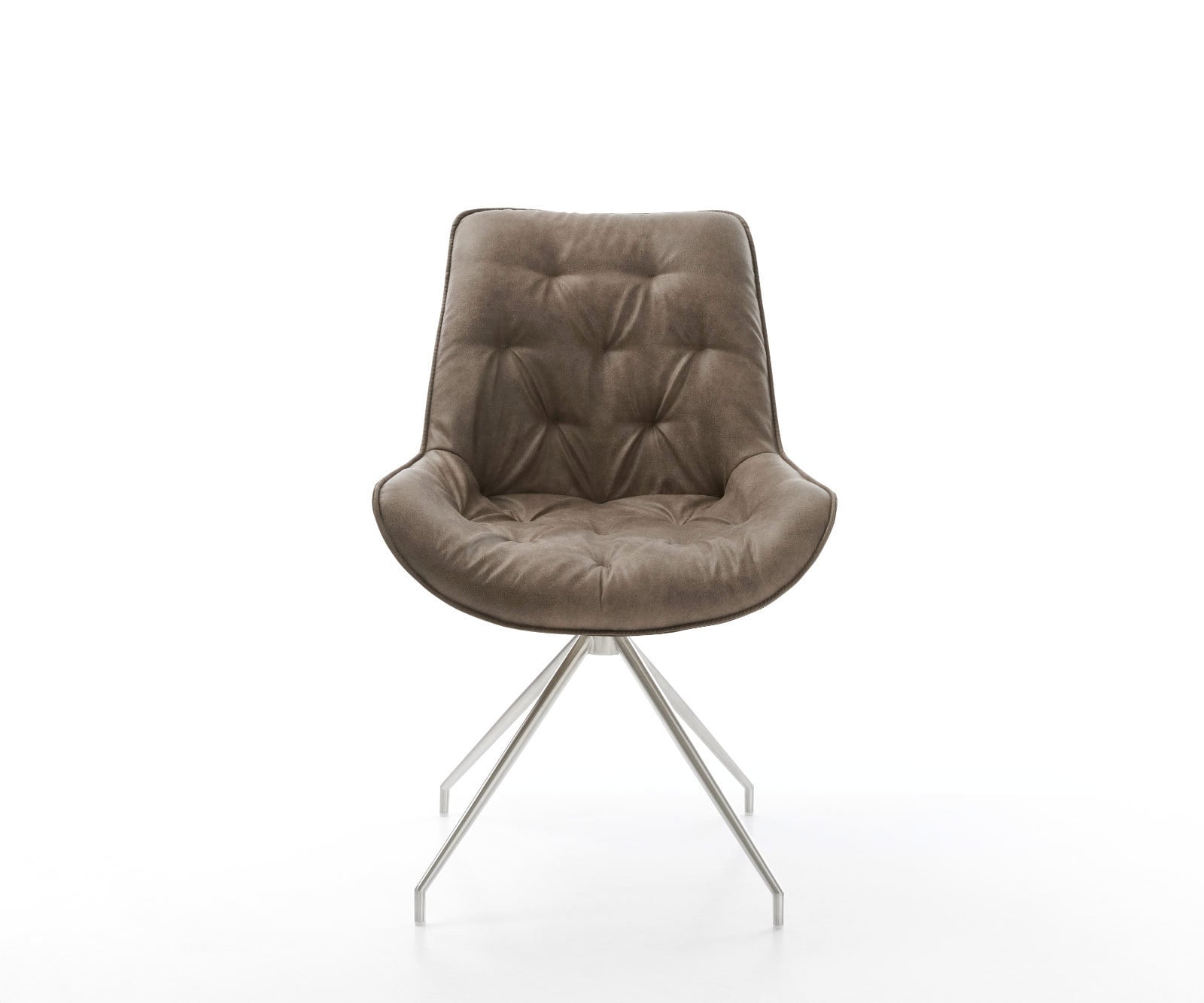 Esszimmerstuhl Taimi-Flex Mikrofaser Taupe Vintage Kreuzgestell konisch Edelstahl 2 Esszimmerstuhl Taimi-Flex Mikrofaser Taupe Vintage Kreuzgestell konisch Edelstahl 2