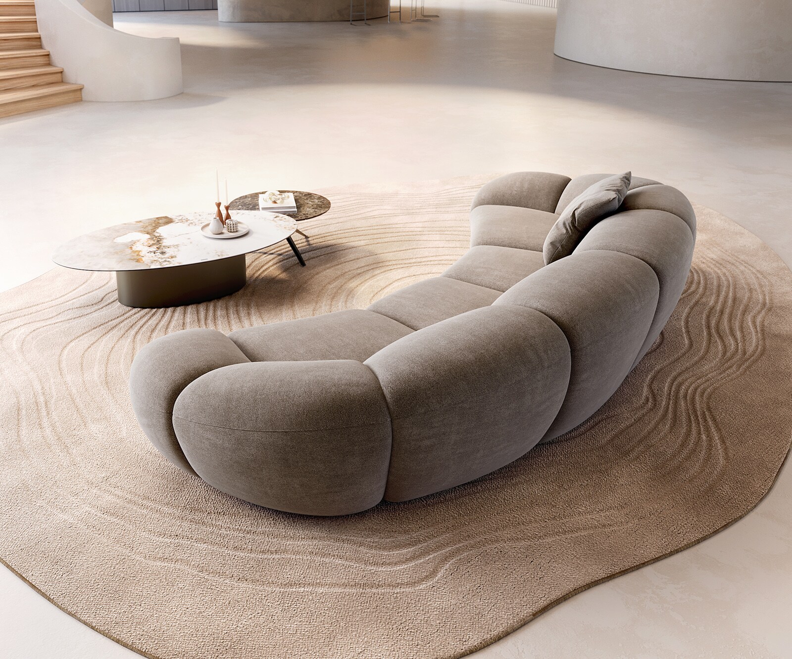 Big-Sofa Lunna 360x175 cm Strukturstoff Soft Taupe 2 Kissen 4