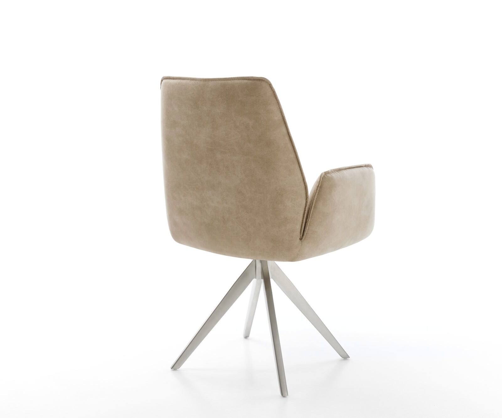 Esszimmerstuhl Zoa-Flex Mikrofaser Beige Vintage Kreuzgestell kantig Edelstahl Taschenfederkern 4