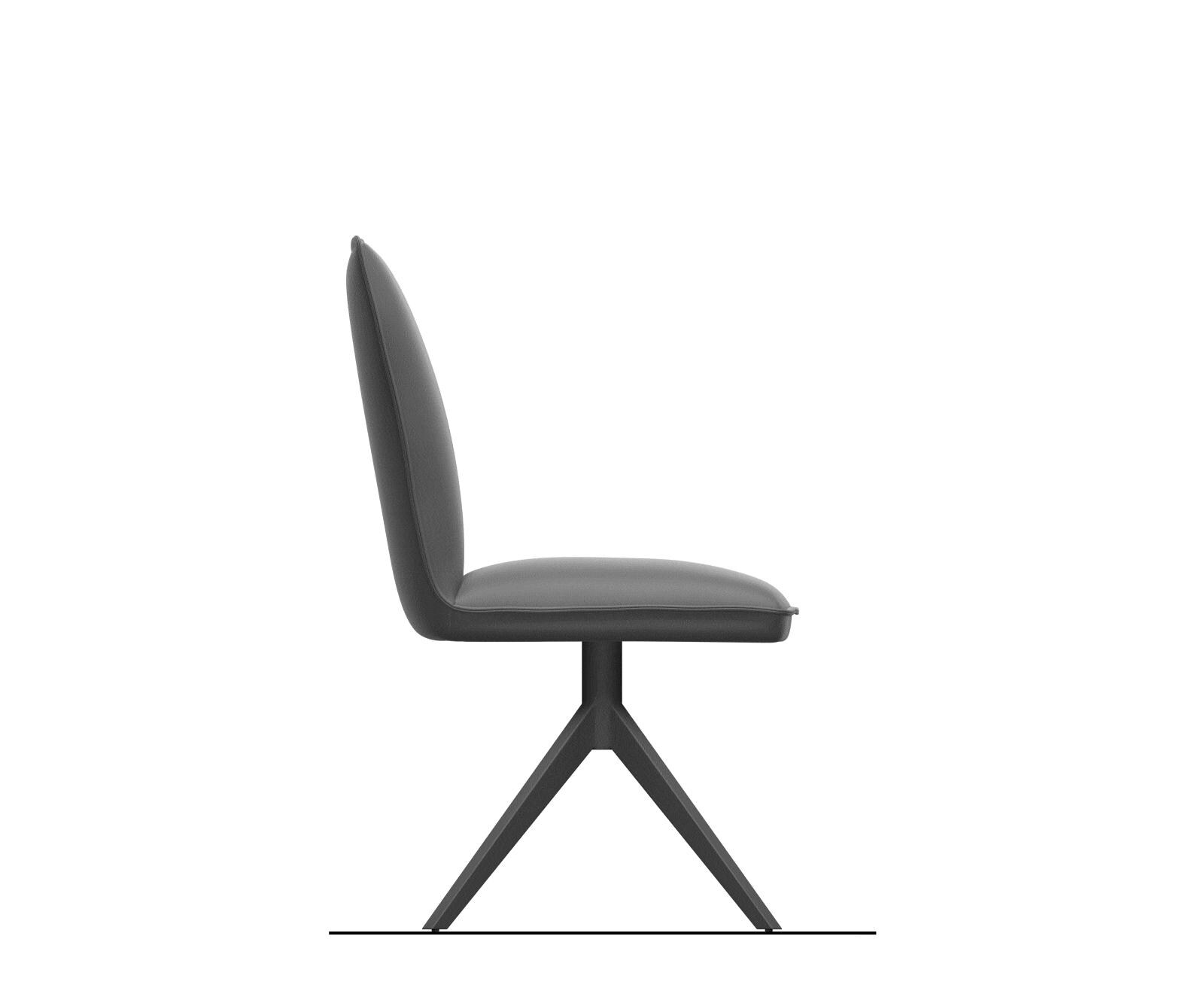 Drehstuhl Lelio-Flex Echt-Leder Schwarz Kreuzgestell breit Effektfinish Titan 360° drehbar Wippfunktion Taschenfederkern 6