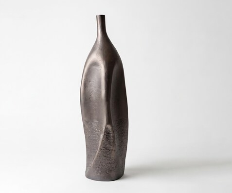Vase Norevo B18 x T18 x H61 cm Aluminium Hämatit Gegossen