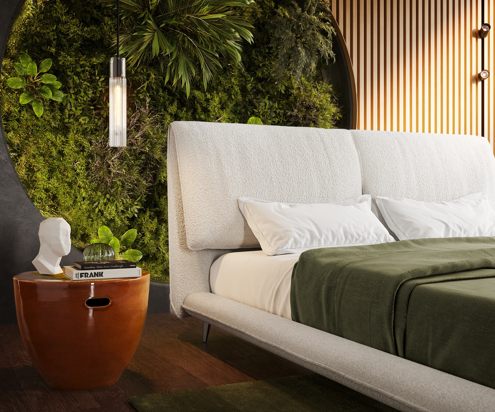 Polsterbettgestell Cusino 140x200 cm Bouclé Creme-Weiß 4
