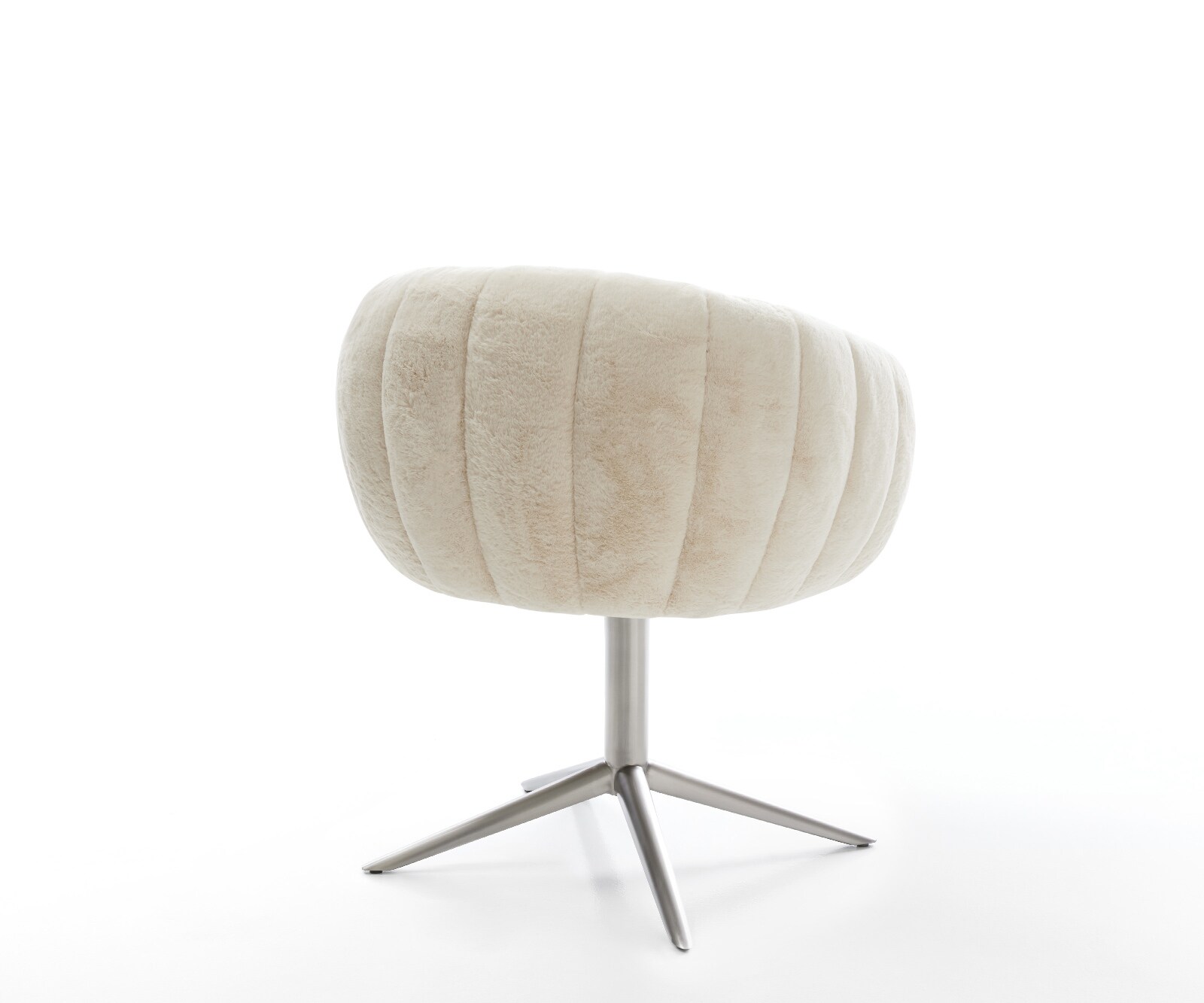 Drehstuhl Jada-Flex Plüsch Creme-Weiß Fußkreuz Edelstahl 360° drehbar Wippfunktion Taschenfederkern 5