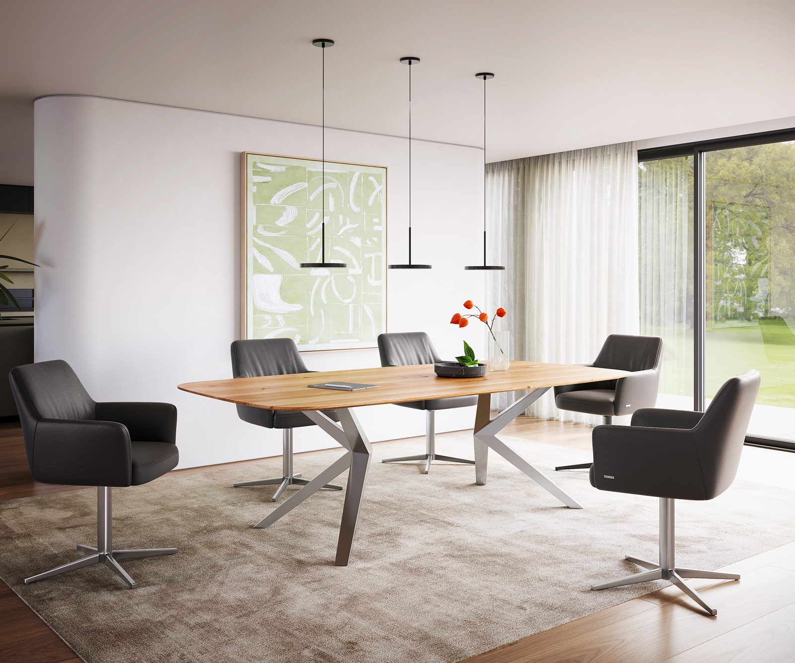 Esstisch Edge Boot 240x120x2,5-3 Eiche Natur Zenthara kantig Edelstahl Schweizer Kante 4 Esstisch Edge Boot 240x120x2,5-3 Eiche Natur Zenthara kantig Edelstahl Schweizer Kante 4