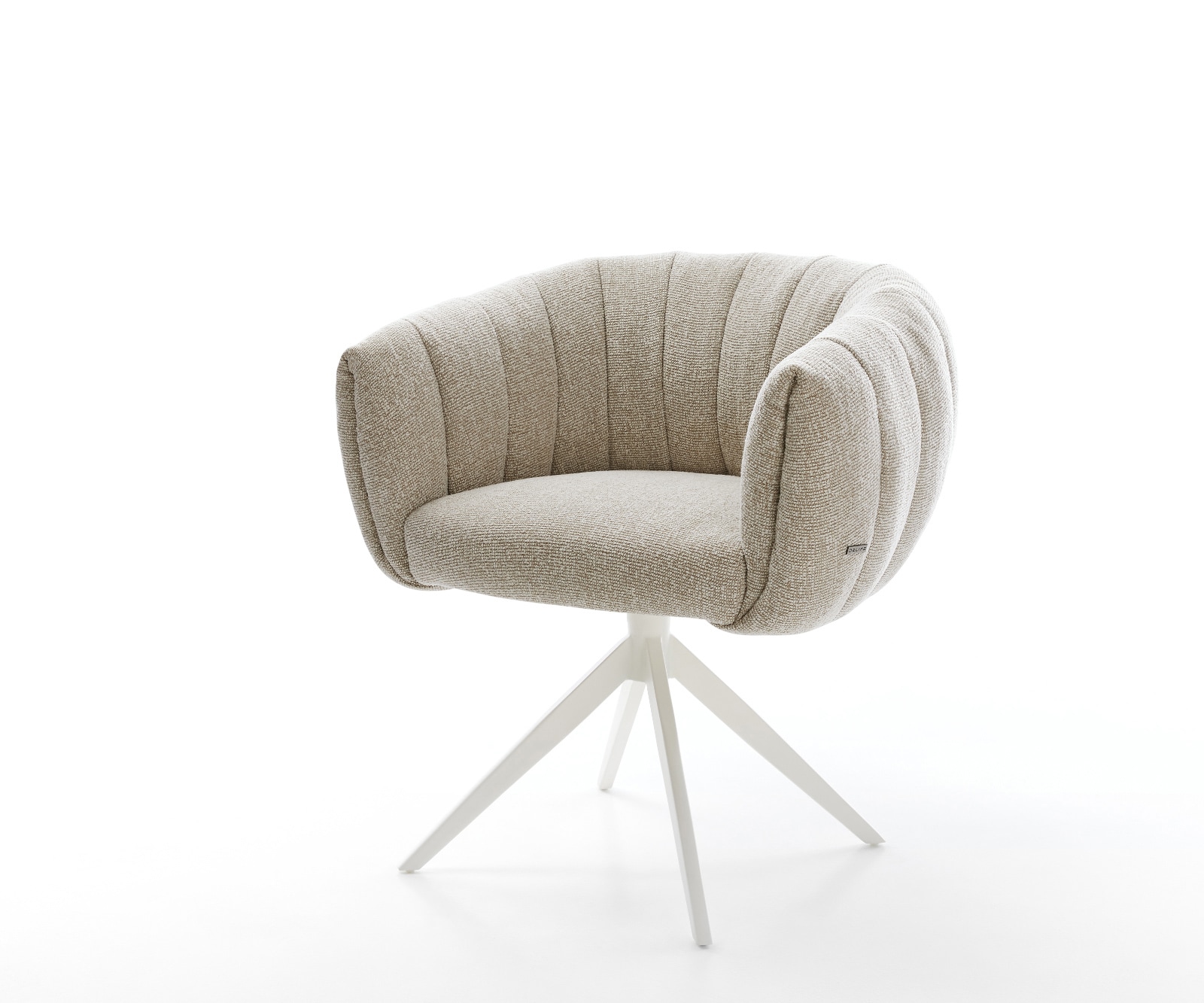 Drehstuhl Jada-Flex Webstoff Soft Beige Kreuzgestell breit Weiß 360° drehbar Wippfunktion Taschenfederkern
