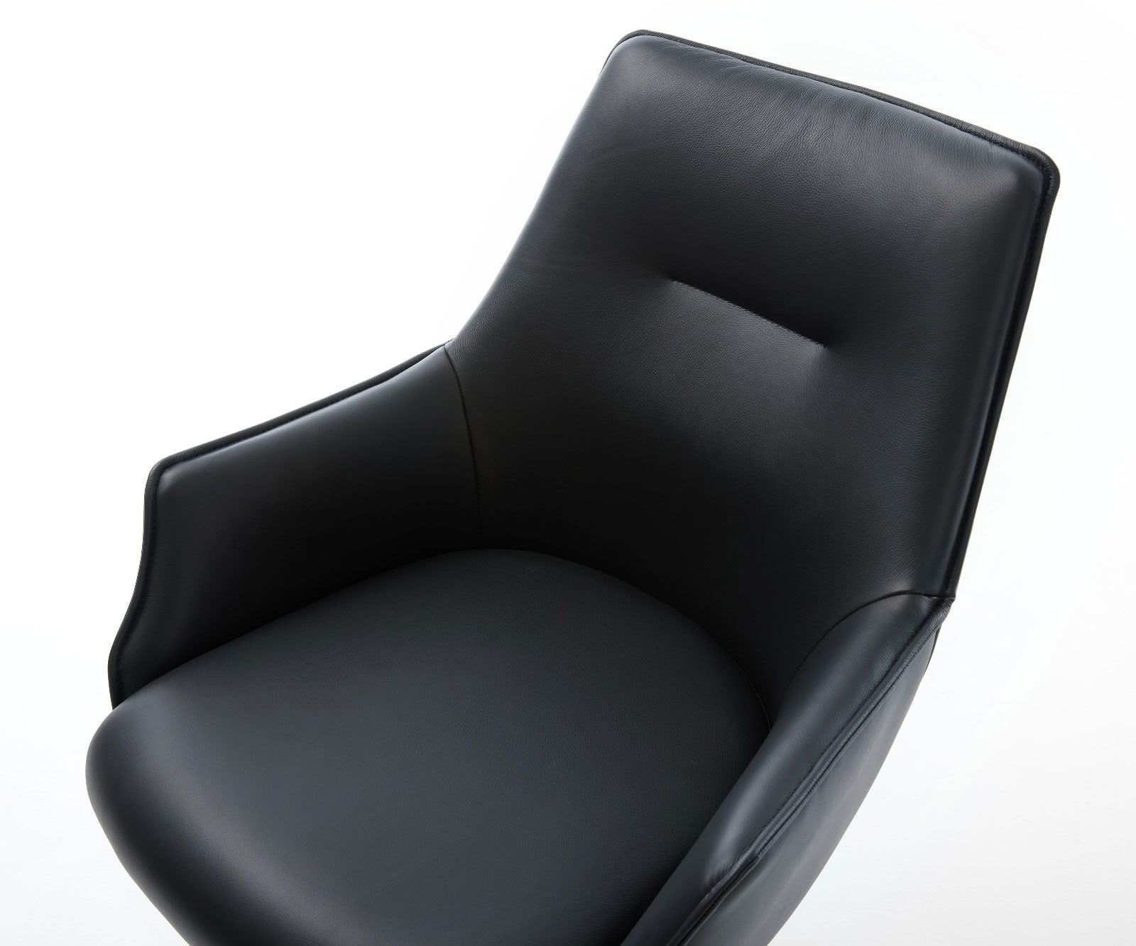 Drehstuhl Alja-Flex mit Armlehnen Echt-Leder Schwarz Kreuzgestell breit Effektfinish Titan 360° drehbar Taschenfederkern 4