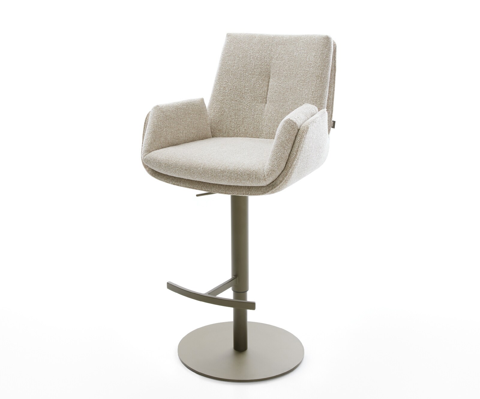 Barstuhl Clea-Flex Webstoff Soft Beige Drehfuß höhenverstellbar Metall Titanfarben 1