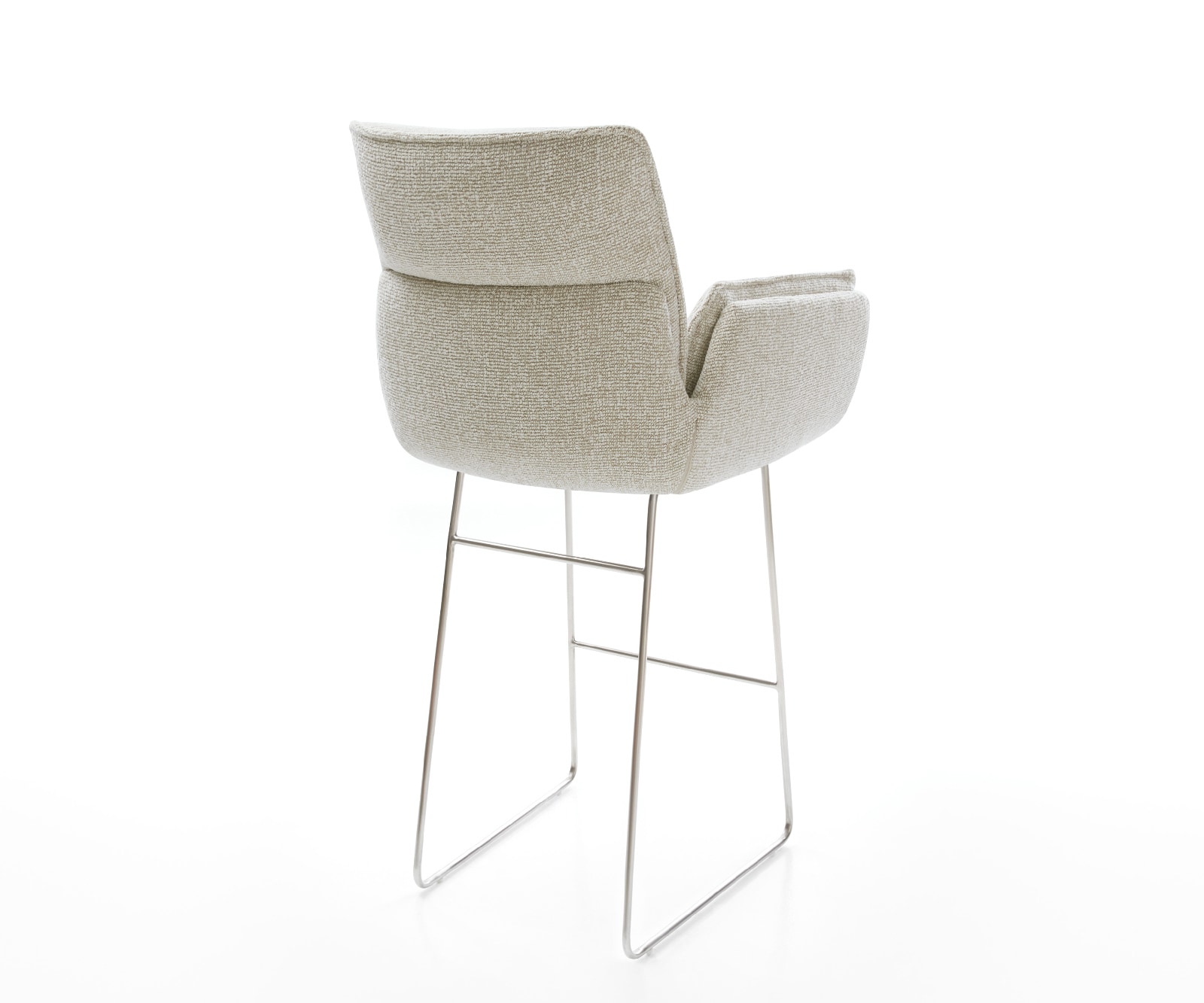 Barstuhl Nela-Flex Webstoff Soft Beige Kufengestell Edelstahl Silberfarben 5