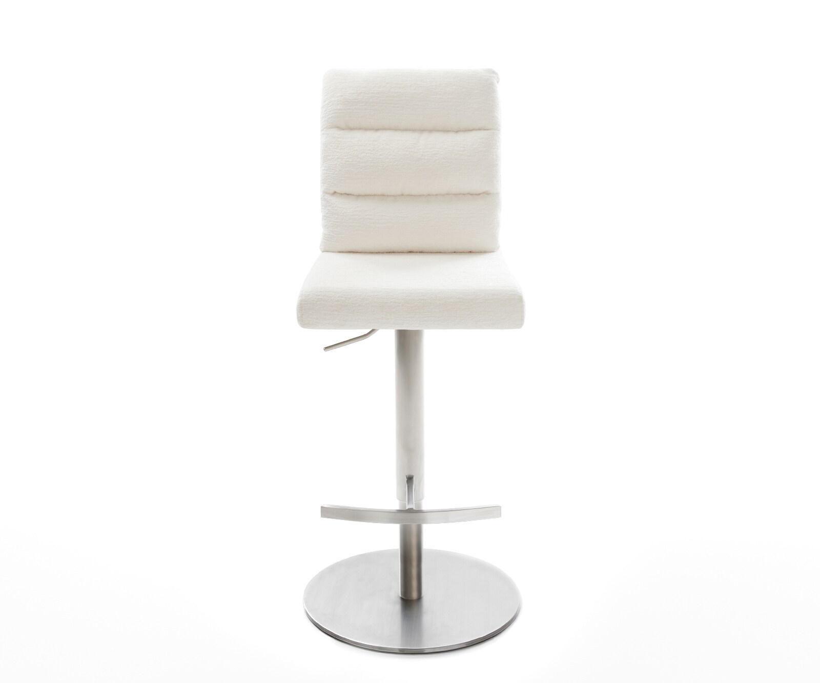 Barstuhl Pela-Flex Bouclé Soft Beige Drehfuß höhenverstellbar Edelstahl Silberfarben 1