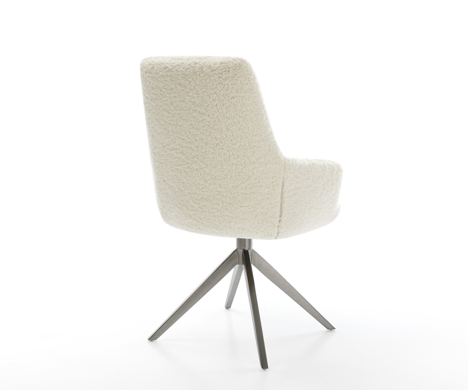 Drehstuhl Zelia-Flex mit Armlehnen Teddystoff Beige Kreuzgestell breit Graphit 360° drehbar Wippfunktion Taschenfederkern 5