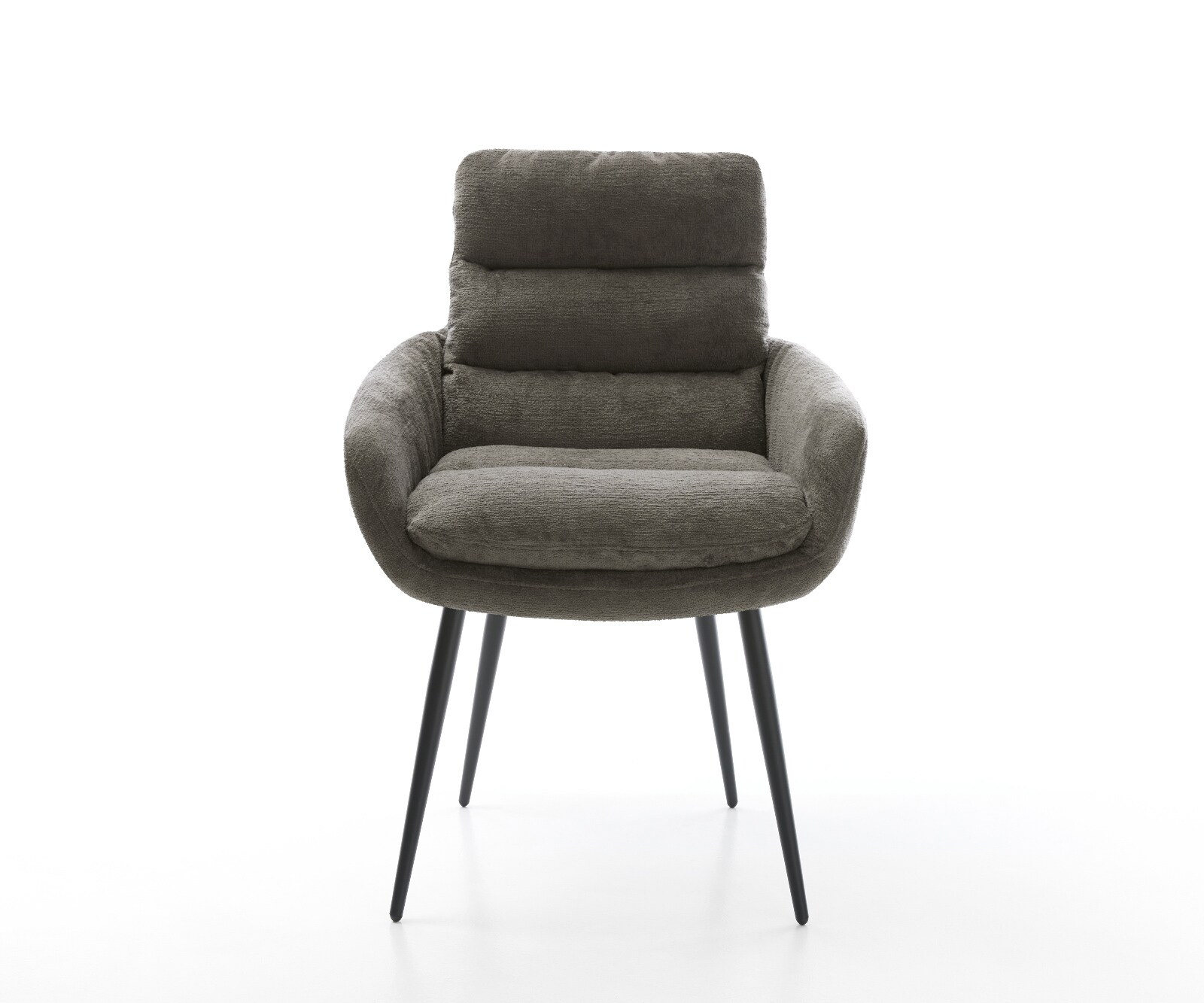 Esszimmerstuhl Abelia-Flex mit Armlehnen Bouclé Soft Schlamm 4-Fuß konisch Schwarz 1