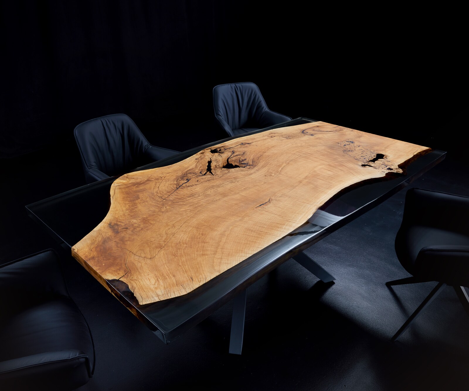 Tischplatte Esche Pimentiert Geölt 200 cm Epoxid Unikat Nr. 34314 3