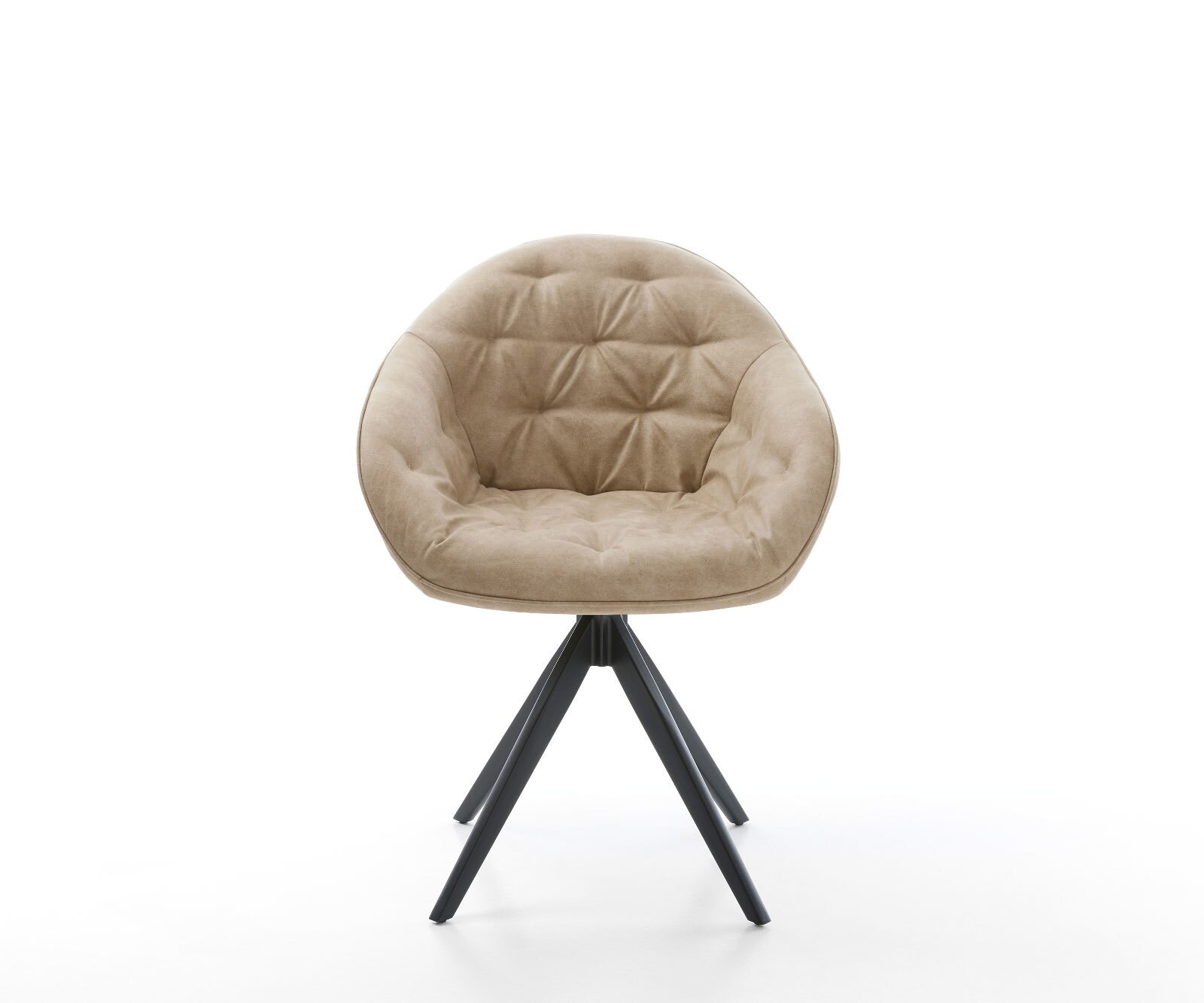 Esszimmerstuhl Gaio-Flex Mikrofaser Beige Vintage Kreuzgestell kantig Schwarz 1