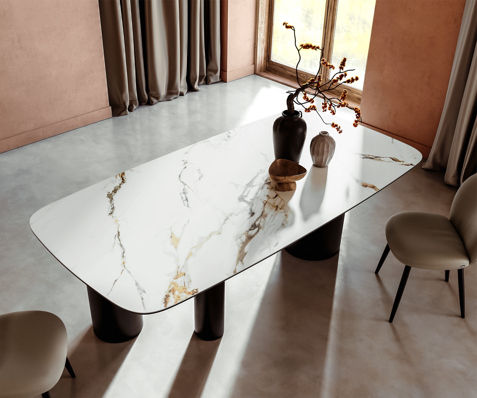 Esstisch Edge Boot 240x120 Keramik Calacatta Luxe Weiß-Gold-Grau Troa Metall Schwarz 3 Esstisch Edge Boot 240x120 Keramik Calacatta Luxe Weiß-Gold-Grau Troa Metall Schwarz 3