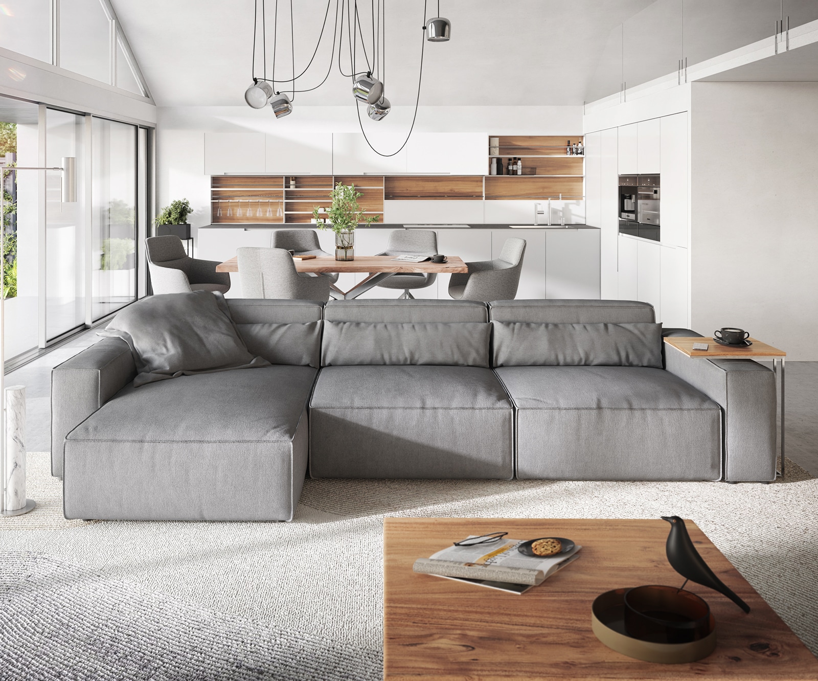 Ecksofa Sirpio XL 370x170 cm Mikrofaser Grau 1 Ecksofa Sirpio XL 370x170 cm Mikrofaser Grau 1