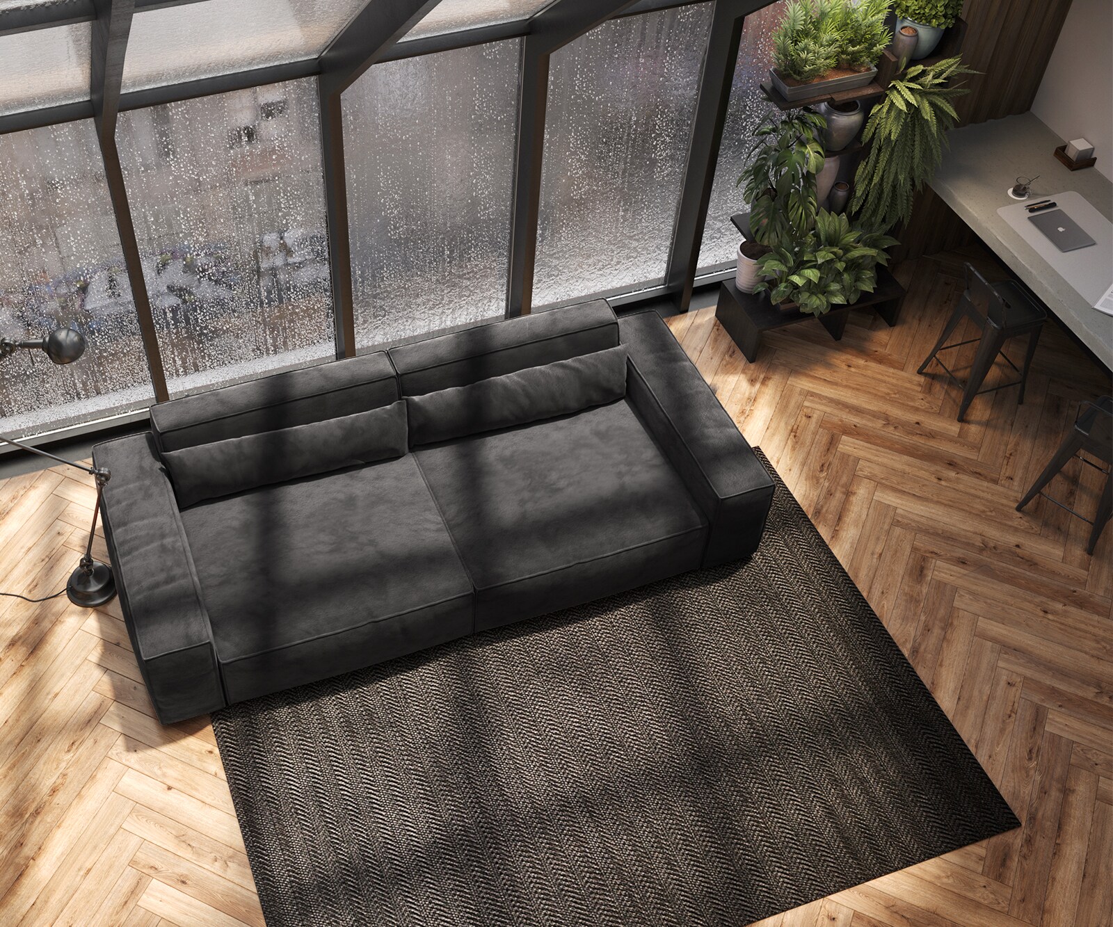 Big-Sofa Sirpio XL 270x130 cm Mikrofaser Schwarz 4