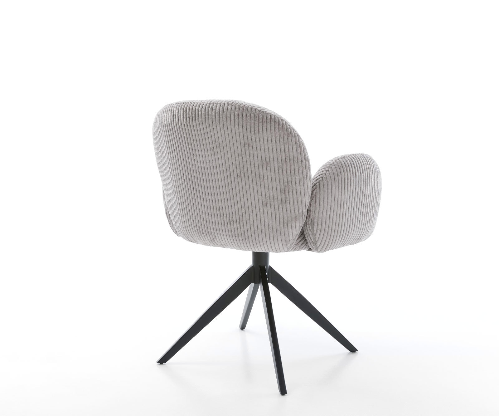 Drehstuhl Nube-Flex mit Armlehnen Cord Silbergrau Kreuzgestell breit Schwarz 360° drehbar Taschenfederkern 5