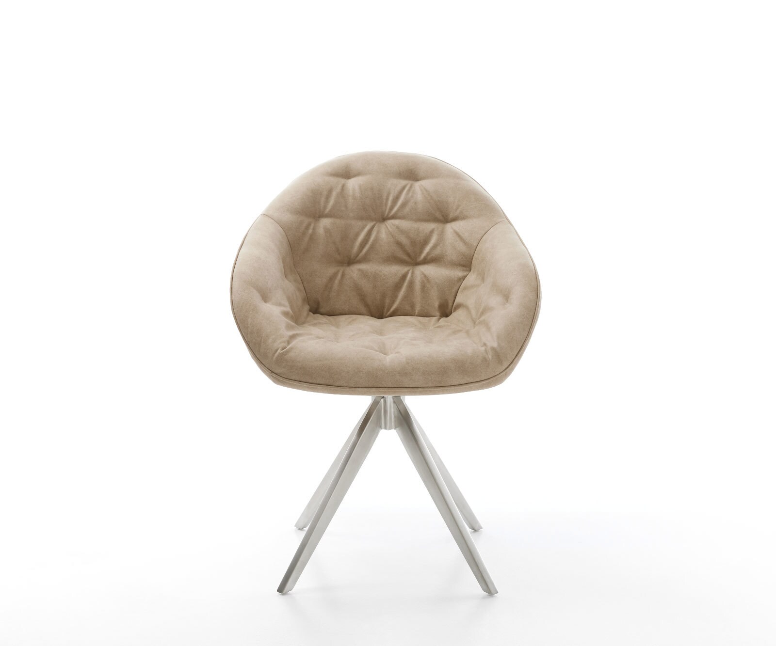 Esszimmerstuhl Gaio-Flex Mikrofaser Beige Vintage Kreuzgestell kantig Edelstahl 1