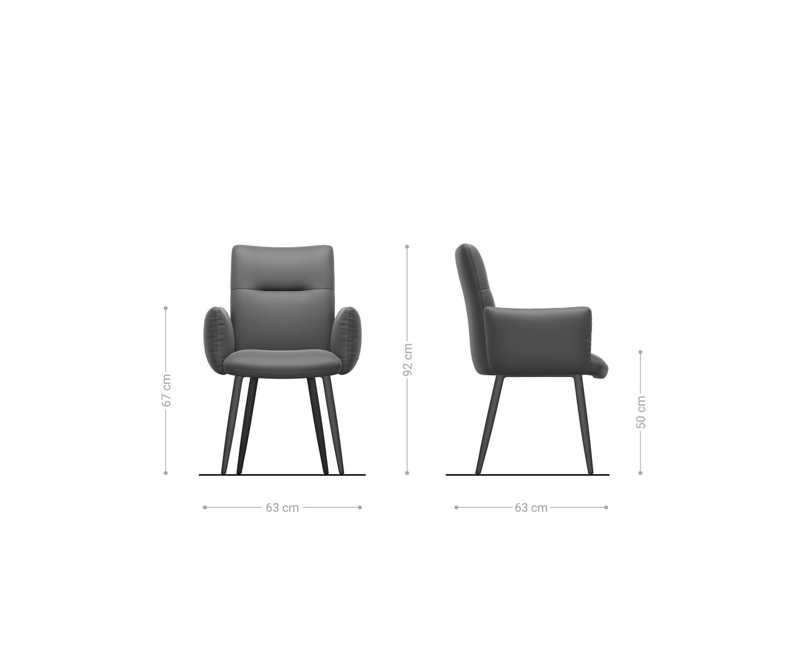 Esszimmerstuhl Jova-Flex mit Armlehnen Mikrofaser Anthrazit Vintage 4-Fuß konisch Edelstahl Taschenfederkern 6