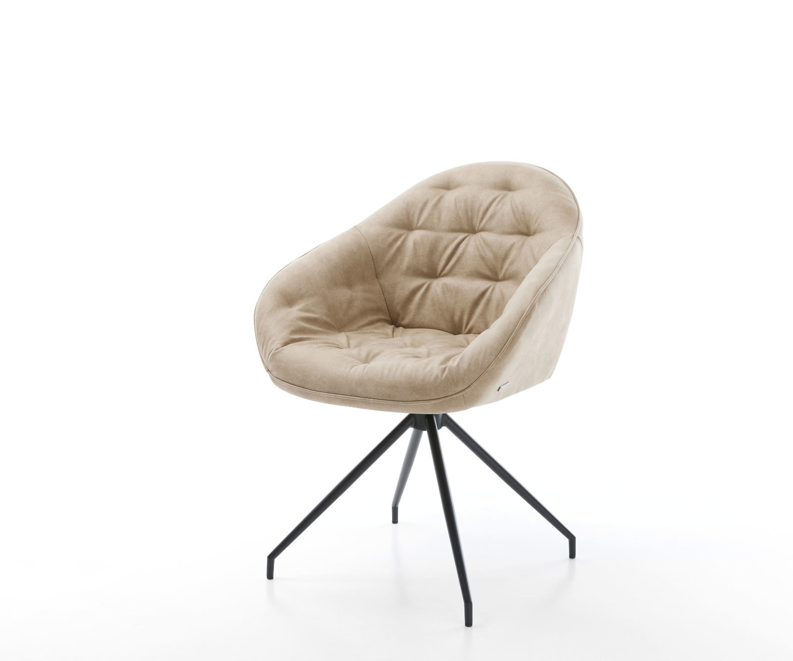 Esszimmerstuhl Gaio-Flex Mikrofaser Beige Vintage Kreuzgestell konisch Schwarz