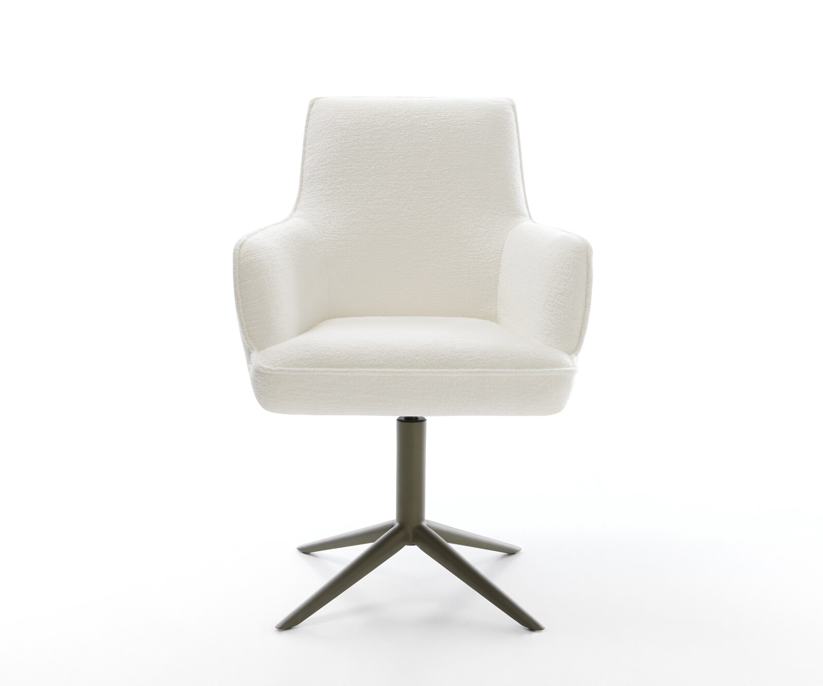 Drehstuhl Heira-Flex mit Armlehnen Bouclé Soft Beige Fußkreuz Effektfinish Titan 360° drehbar Wippfunktion Taschenfederkern 2