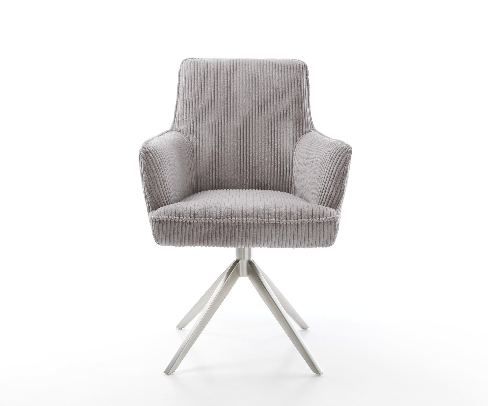 Drehstuhl Heira-Flex mit Armlehnen Cord Silbergrau Kreuzgestell breit Edelstahl 360° drehbar Wippfunktion Taschenfederkern 1 Drehstuhl Heira-Flex mit Armlehnen Cord Silbergrau Kreuzgestell breit Edelstahl 360° drehbar Wippfunktion Taschenfederkern 1