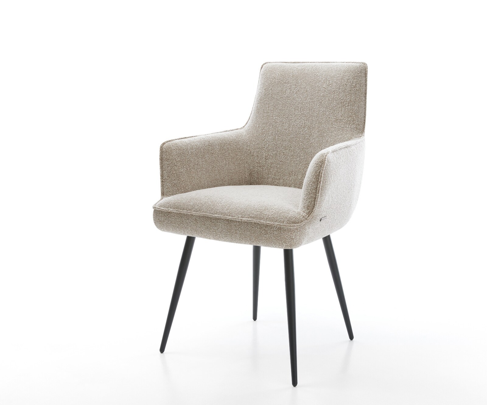 Esszimmerstuhl Heira-Flex mit Armlehnen Webstoff Soft Beige 4-Fuß konisch S günstig online kaufen