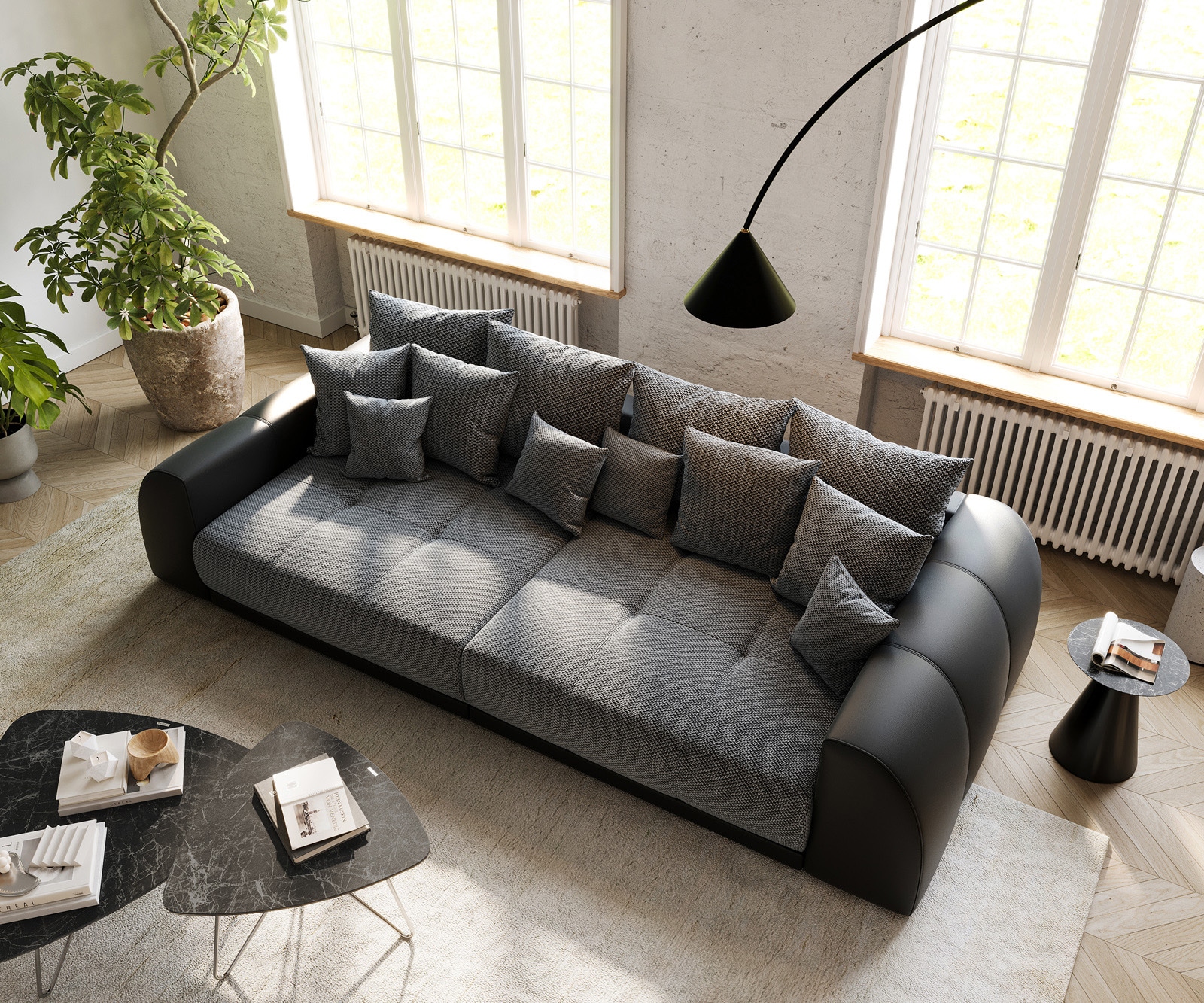 Big-Sofa Violetta 310x135 cm Schwarz inklusive Kissen 4 Big-Sofa Violetta 310x135 cm Schwarz inklusive Kissen 4