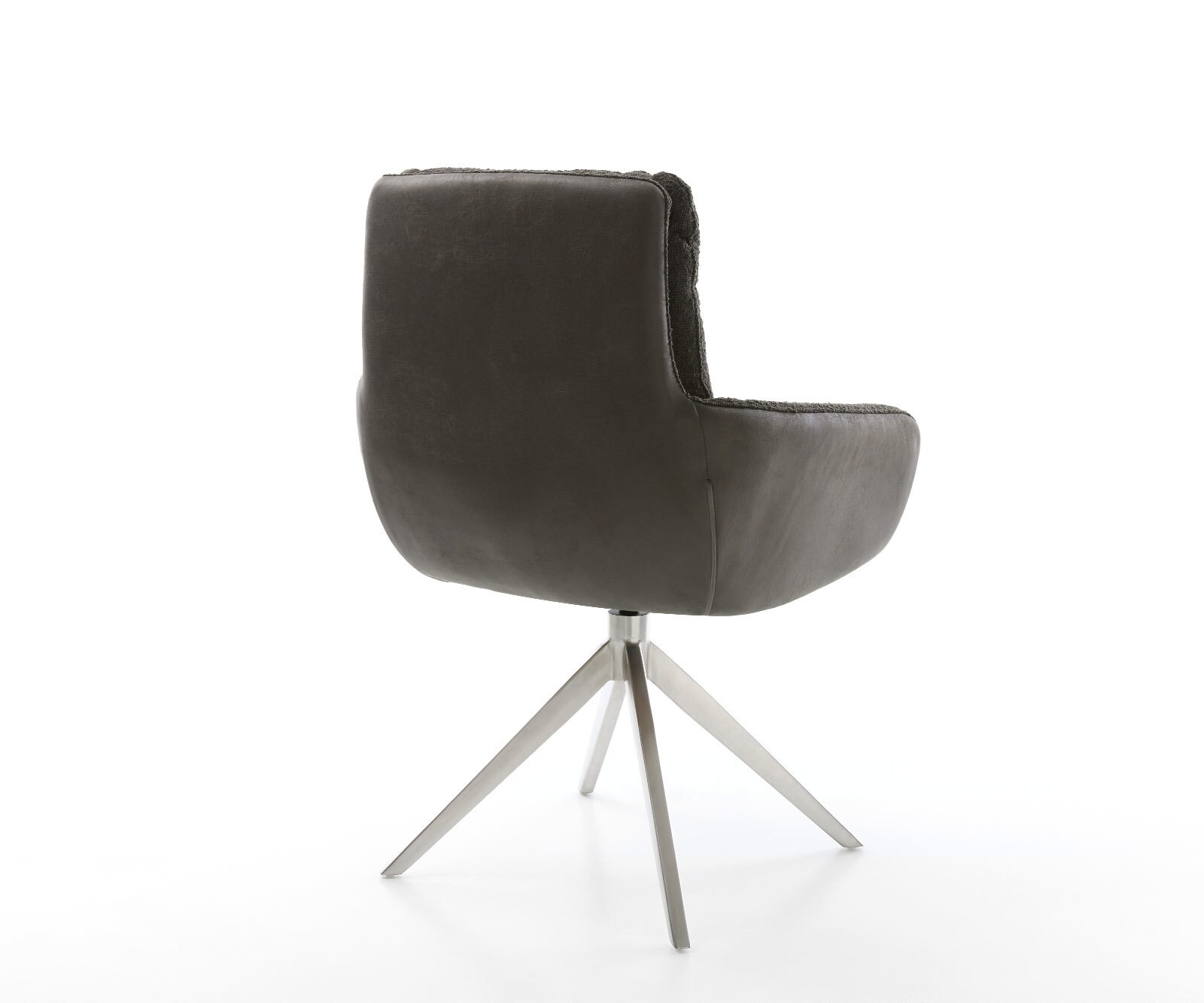 Drehstuhl Abelia-Flex mit Armlehnen Materialmix Schwarz Kreuzgestell breit Edelstahl 360° drehbar Wippfunktion 5