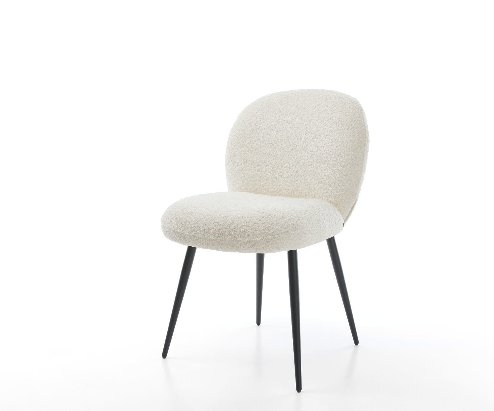 Esszimmerstuhl Nube-Flex Bouclé Weiß 4-Fuß konisch Schwarz Taschenfederkern Esszimmerstuhl Nube-Flex Bouclé Weiß 4-Fuß konisch Schwarz Taschenfederkern