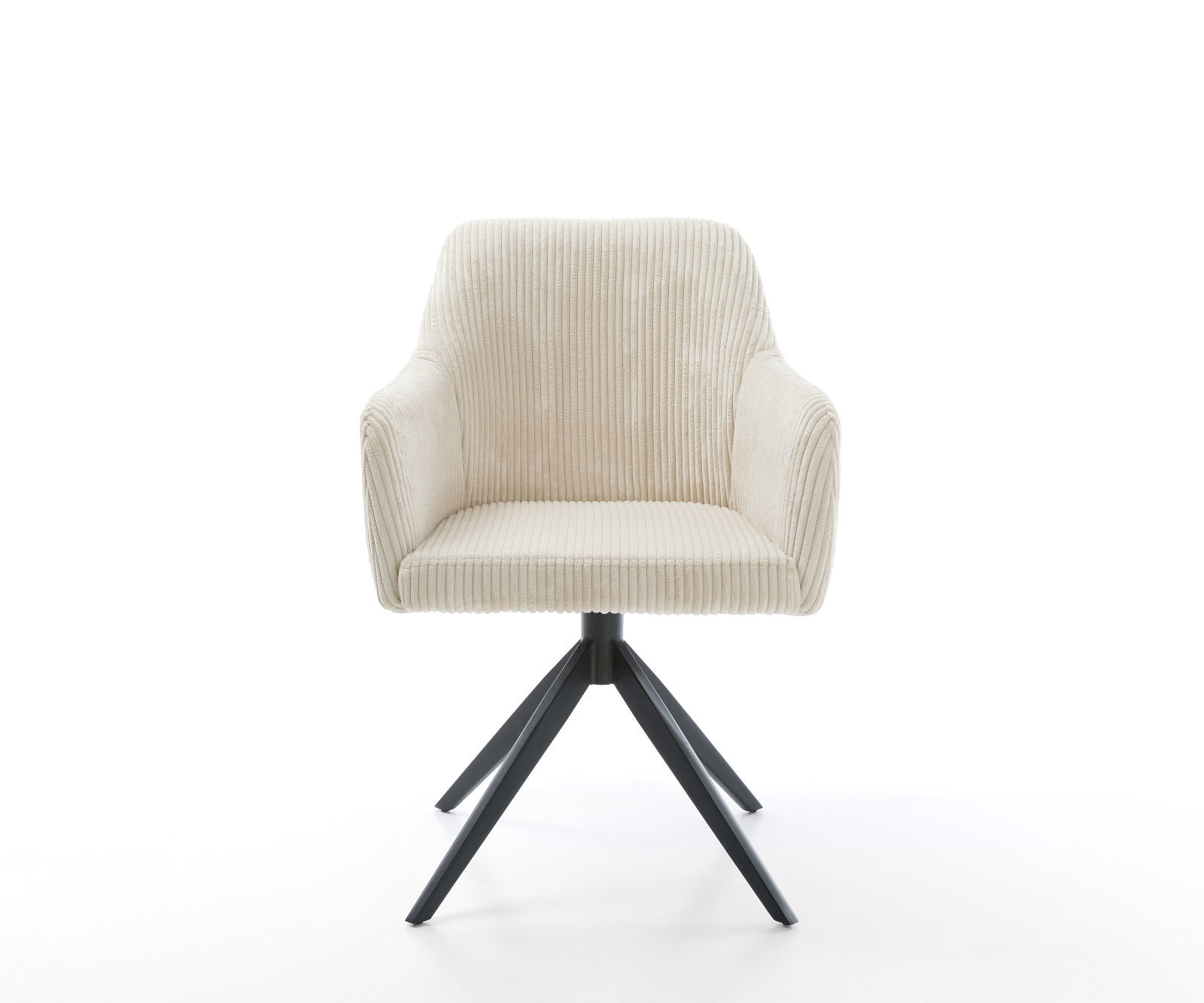 Drehstuhl Greg-Flex Cord Beige Kreuzgestell breit Schwarz 360° drehbar Wippfunktion Taschenfederkern 1
